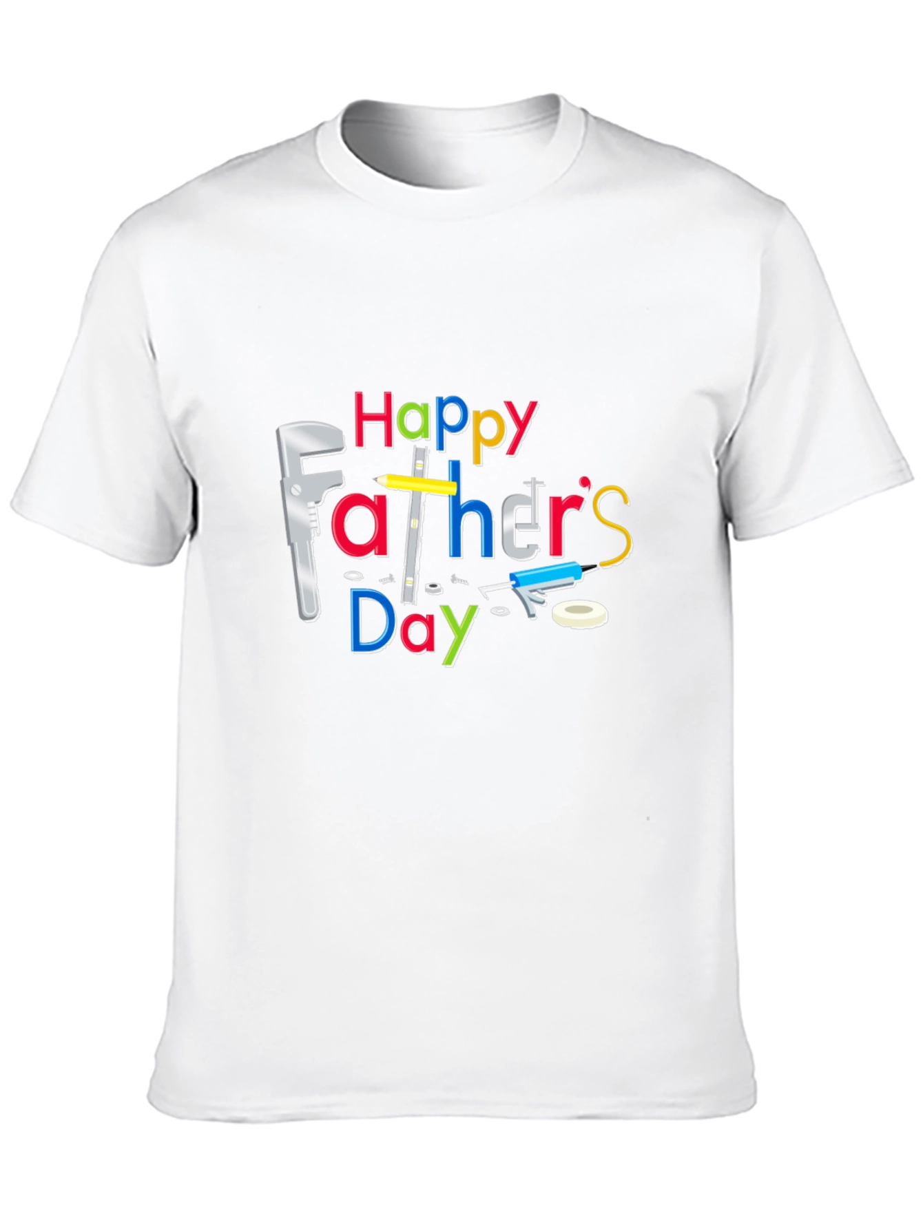 Happy Fathers Day T-Shirt - Black Crew Neck Tee