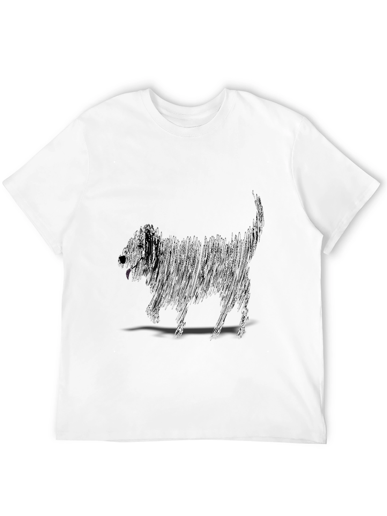 Abstract Dog Graphic Tee - Black Cotton T-Shirt