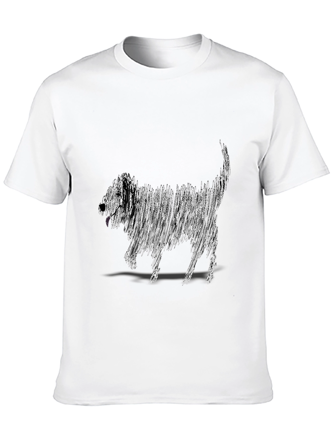 Abstract Dog Graphic Tee - Black Cotton T-Shirt