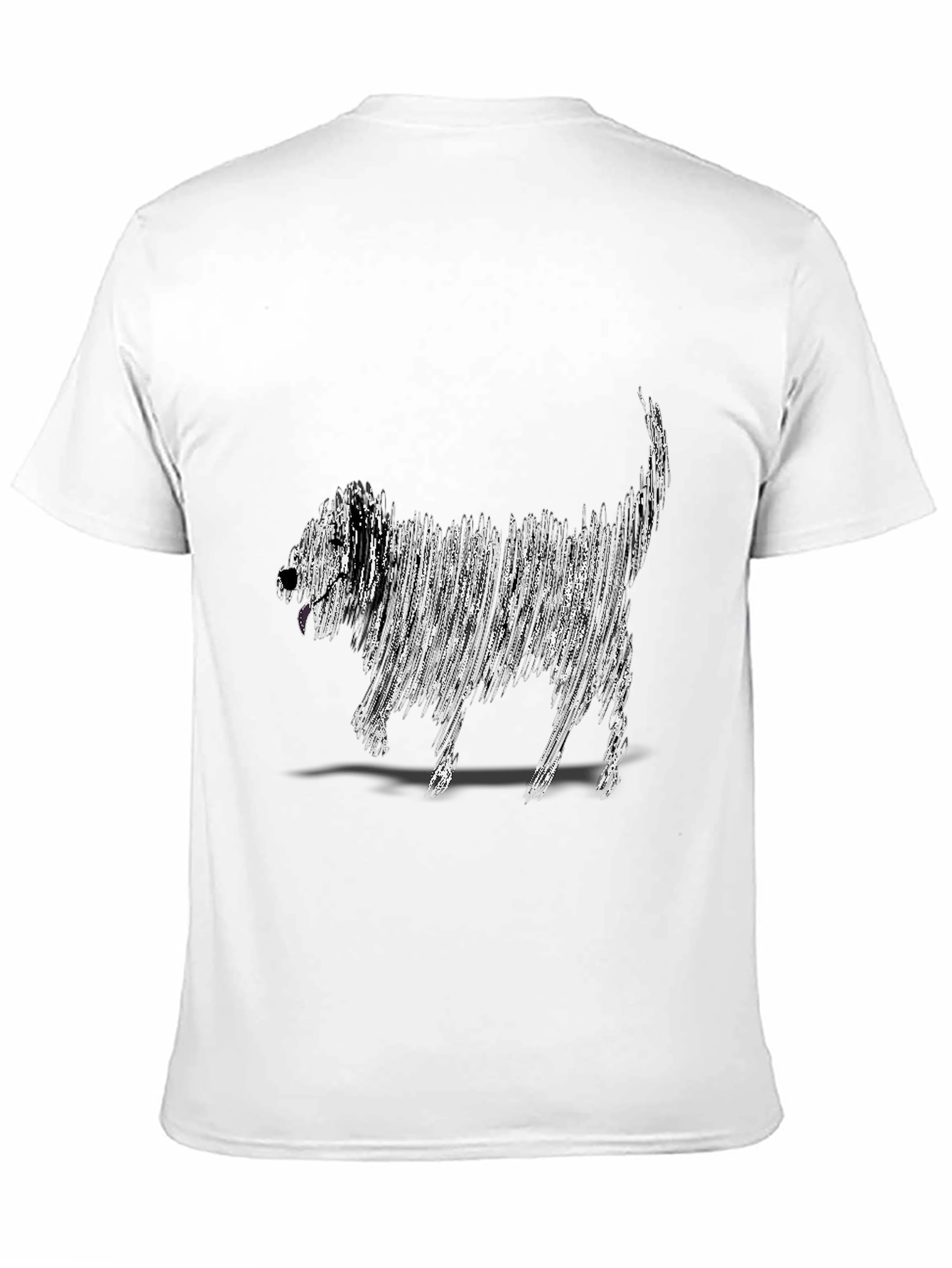Abstract Dog Graphic Tee - Black Cotton T-Shirt