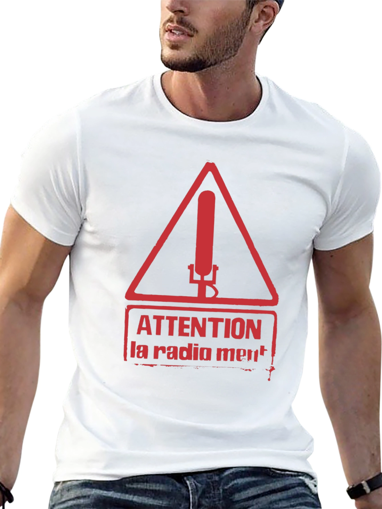 Attention La Radio Ment T-Shirt Black