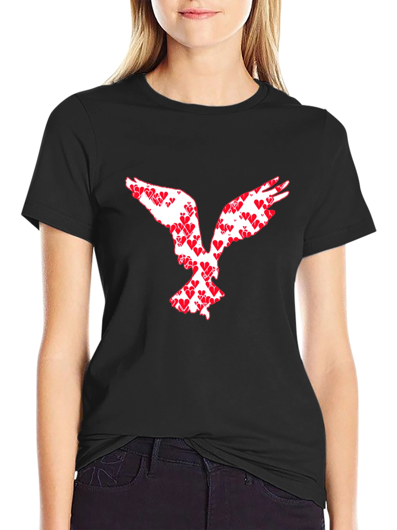Heart Dove Graphic Tee - Black