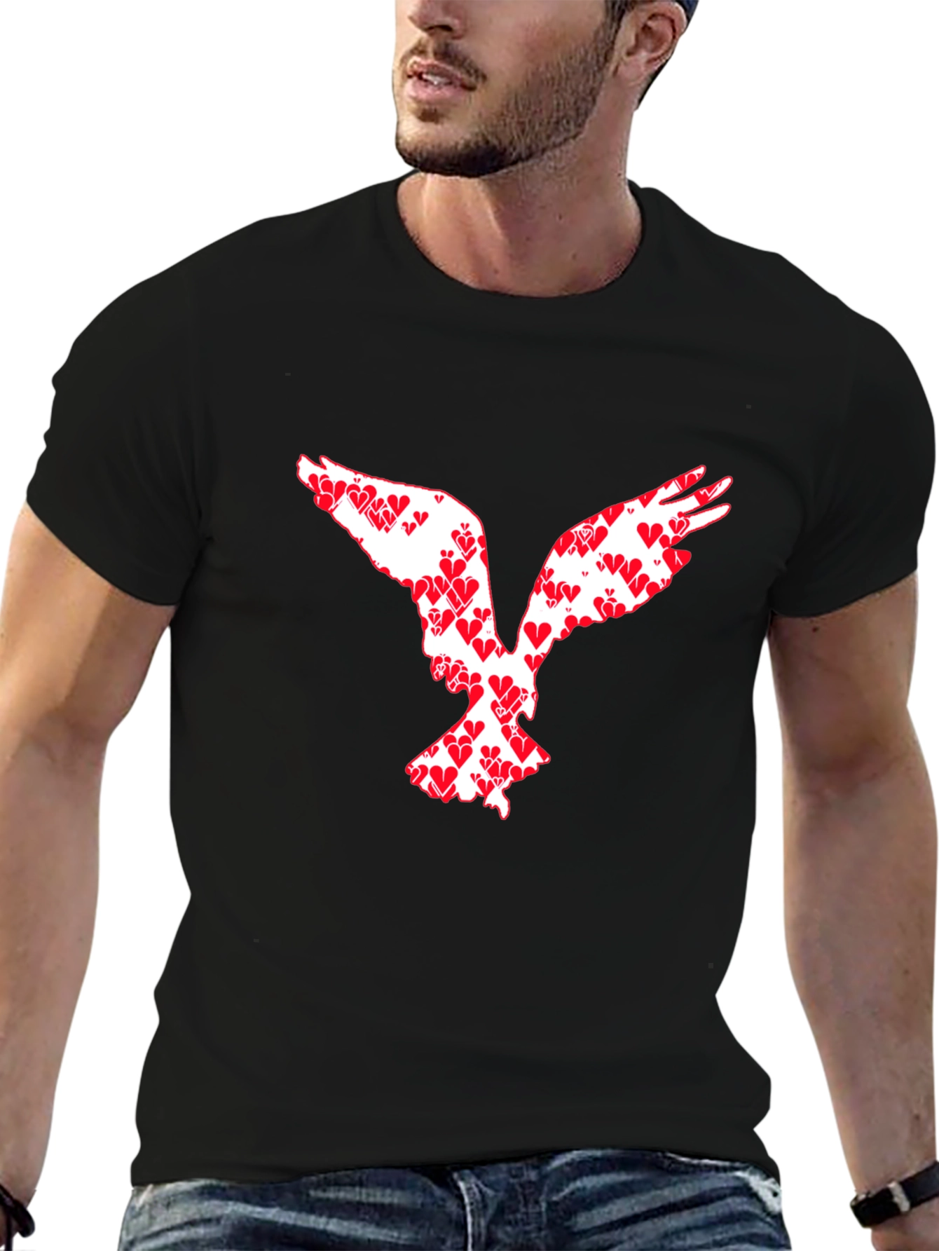 Heart Dove Graphic Tee - Black