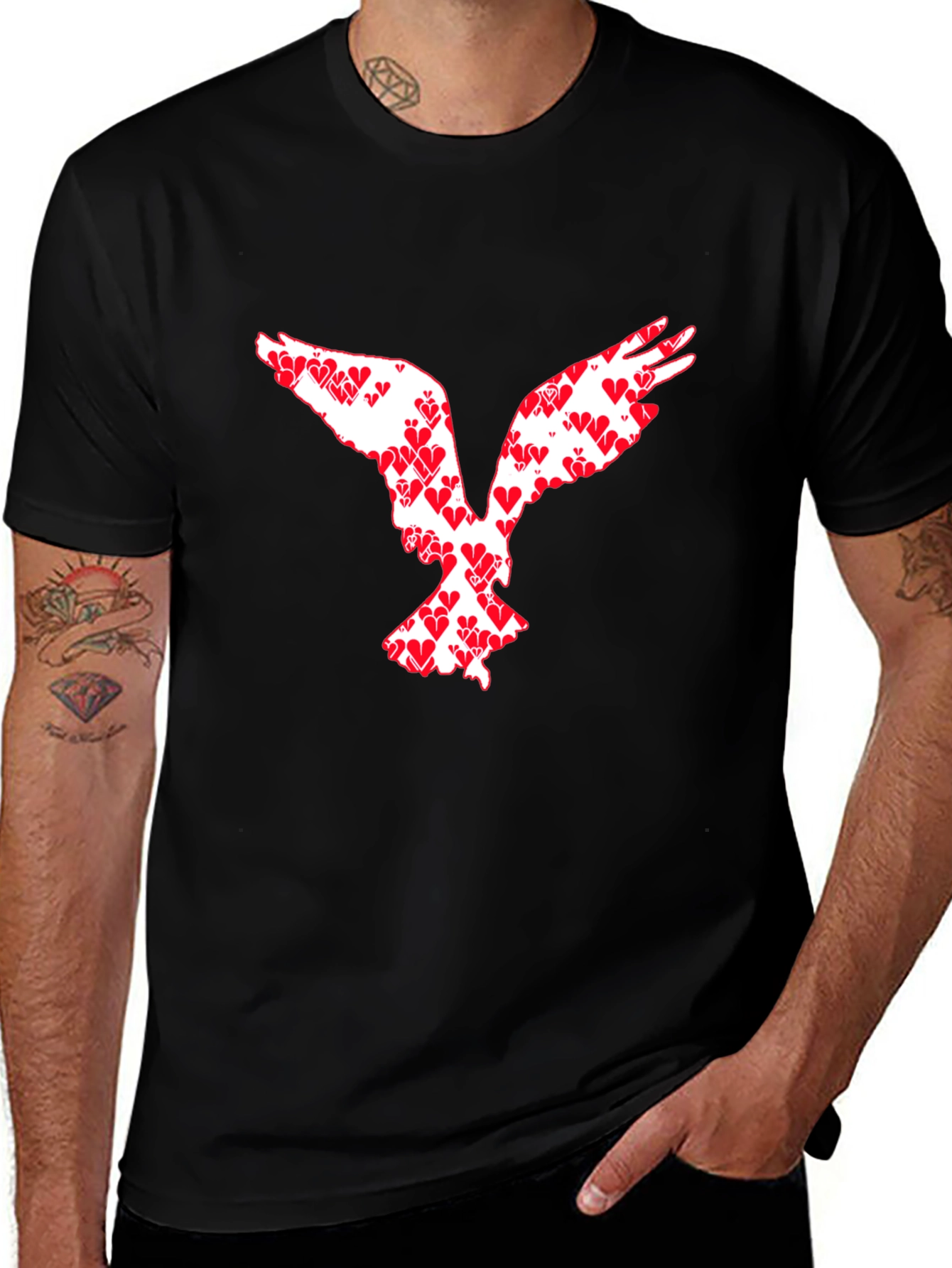 Heart Dove Graphic Tee - Black