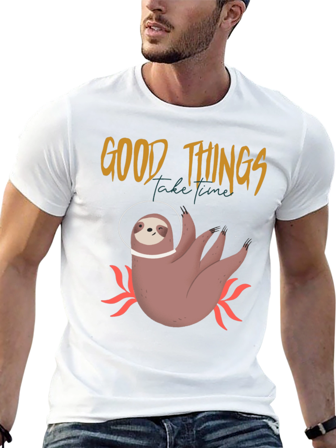 Sloth Astronaut Graphic T-Shirt - Good Things Take Time