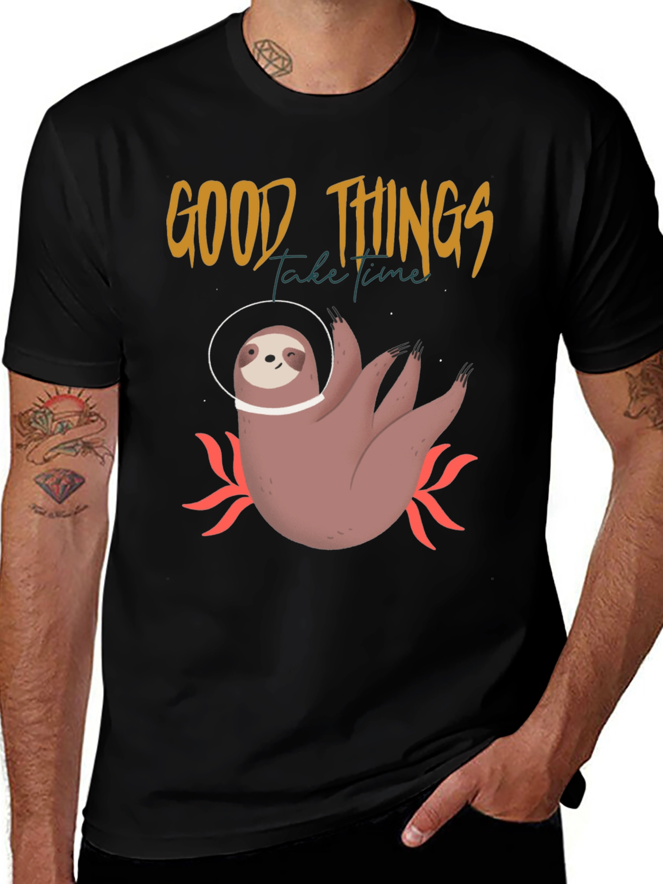 Sloth Astronaut Graphic T-Shirt - Good Things Take Time