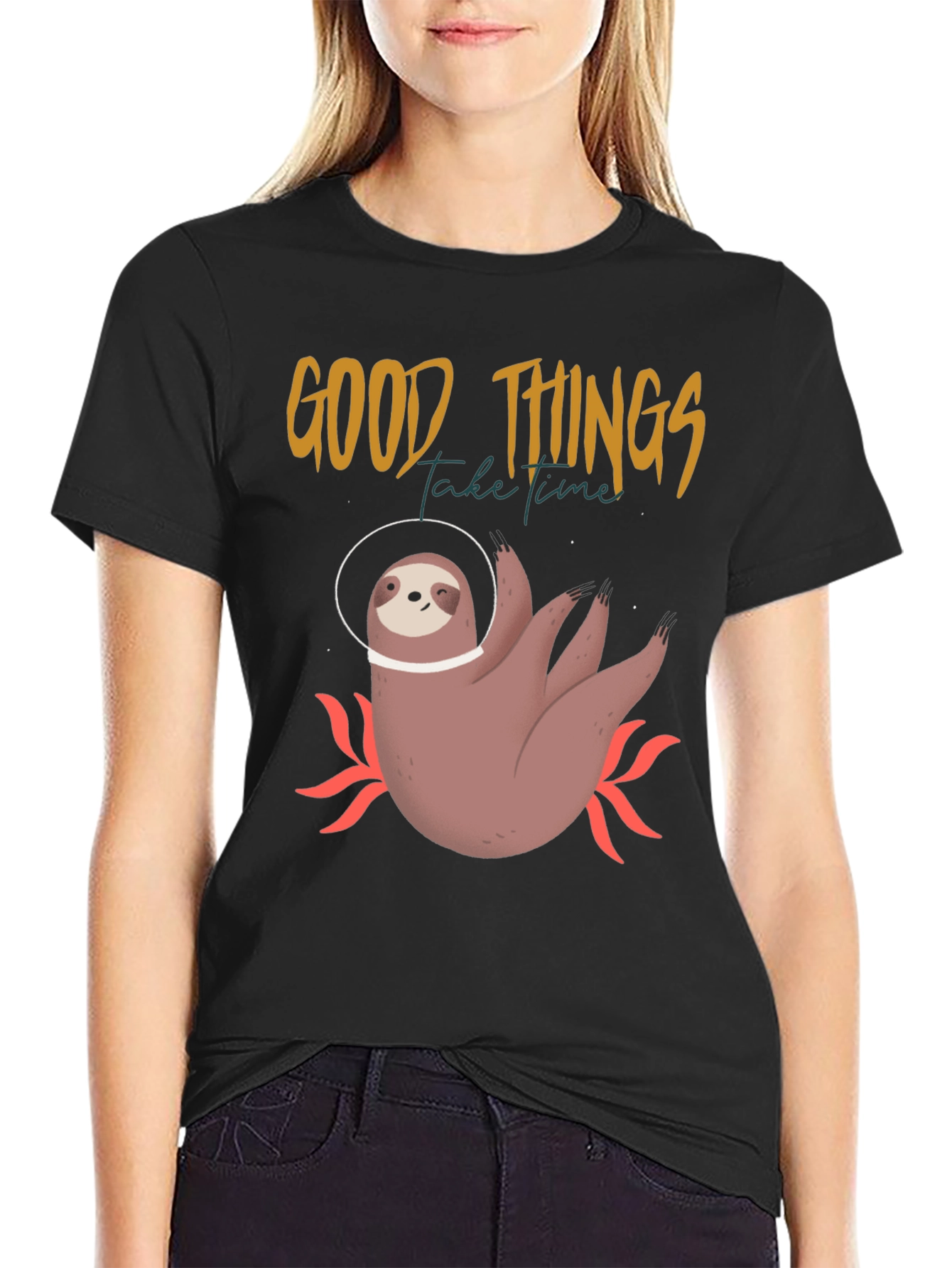 Sloth Astronaut Graphic T-Shirt - Good Things Take Time