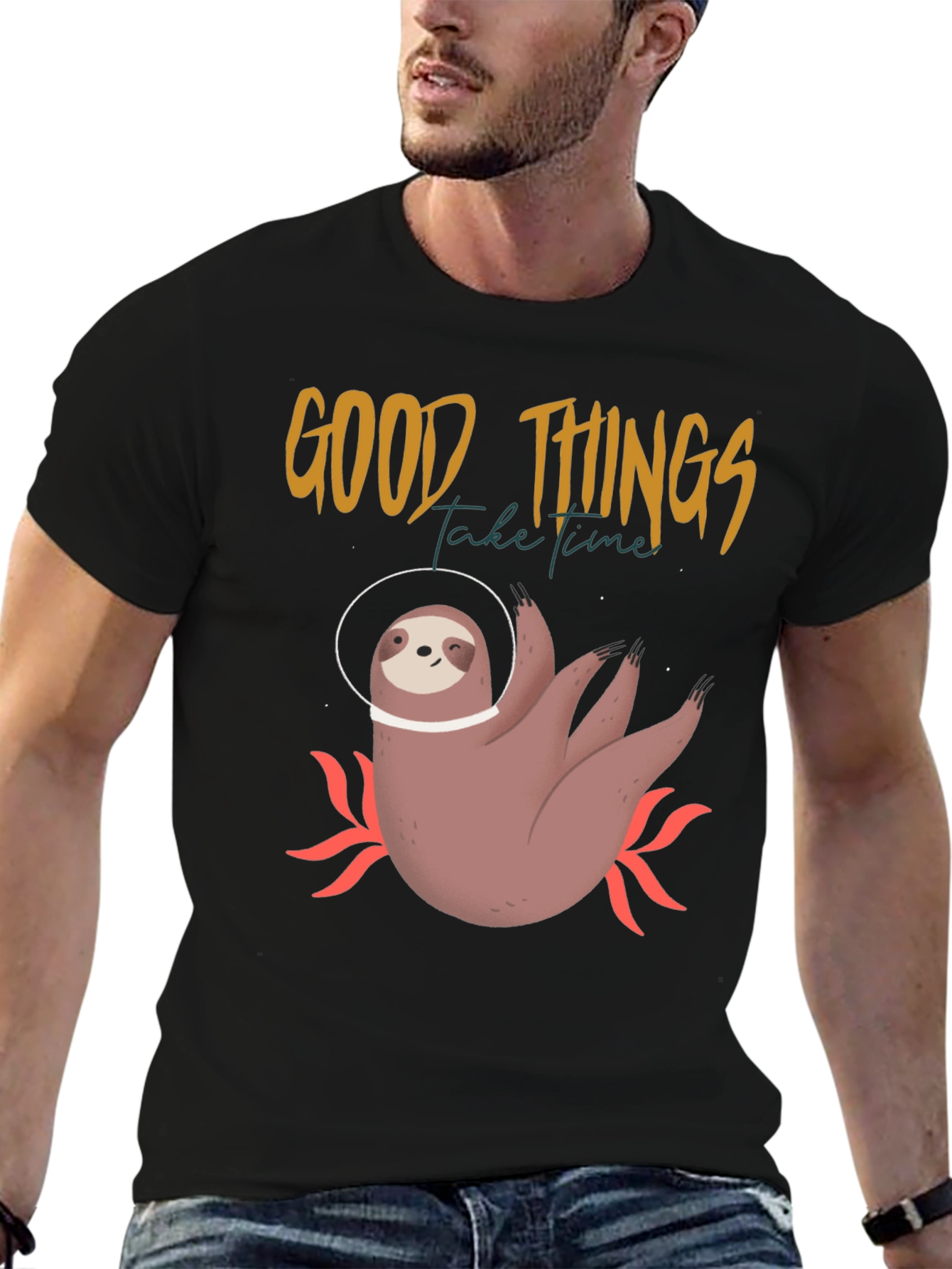 Sloth Astronaut Graphic T-Shirt - Good Things Take Time