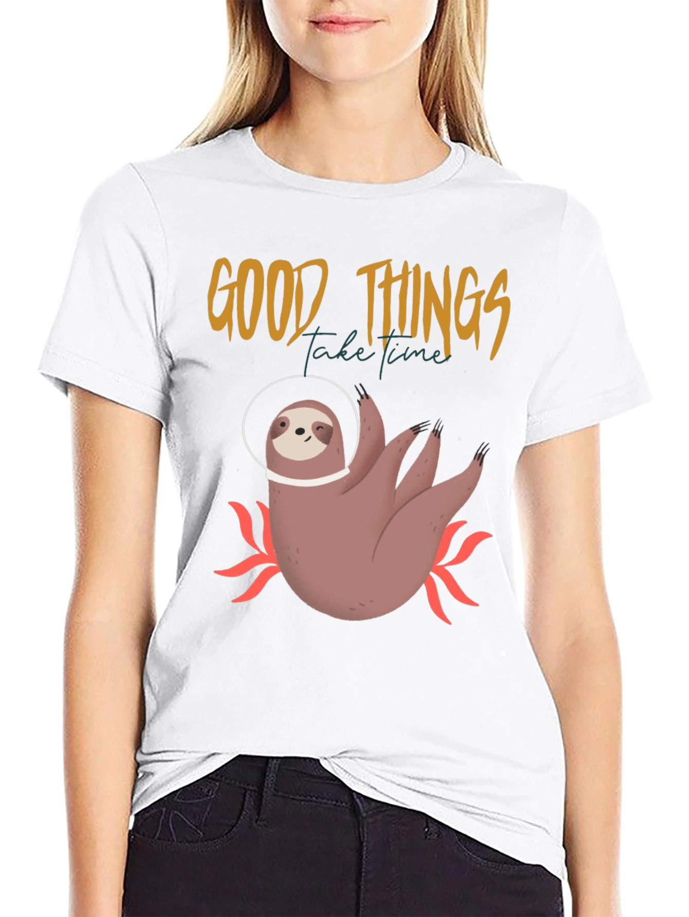 Sloth Astronaut Graphic T-Shirt - Good Things Take Time