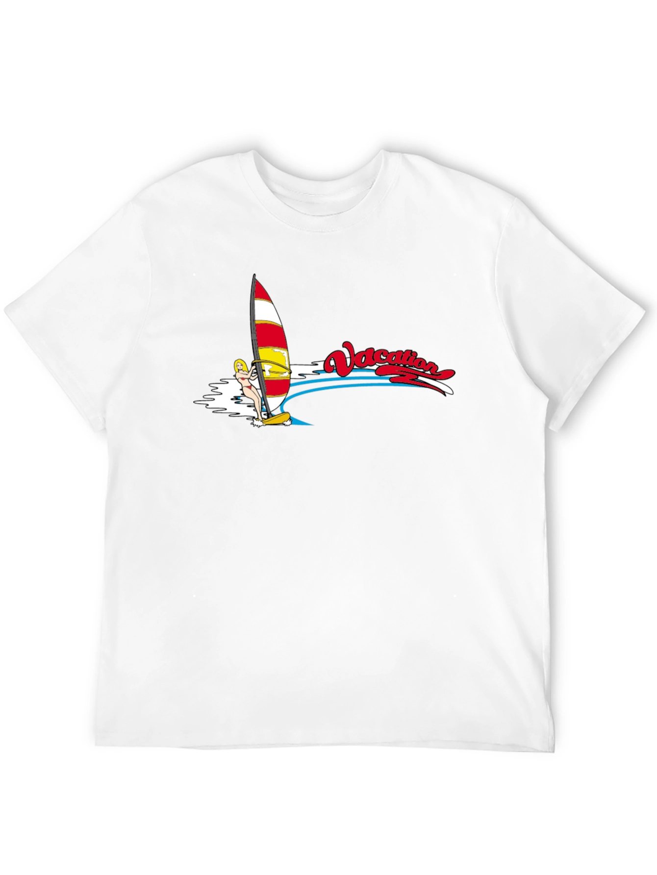 Vacation Windsurfing T-Shirt - Black Cotton Tee