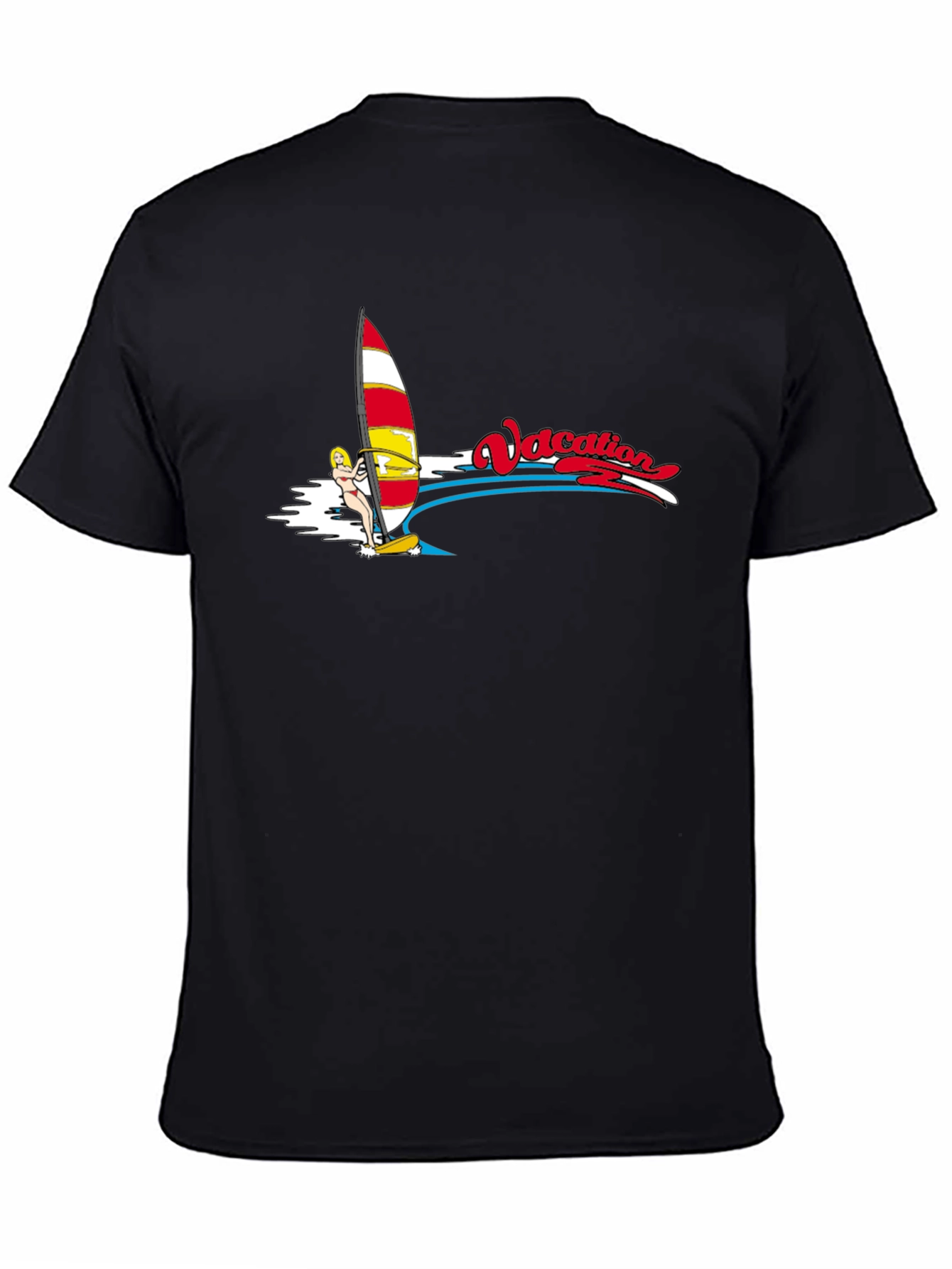 Vacation Windsurfing T-Shirt - Black Cotton Tee
