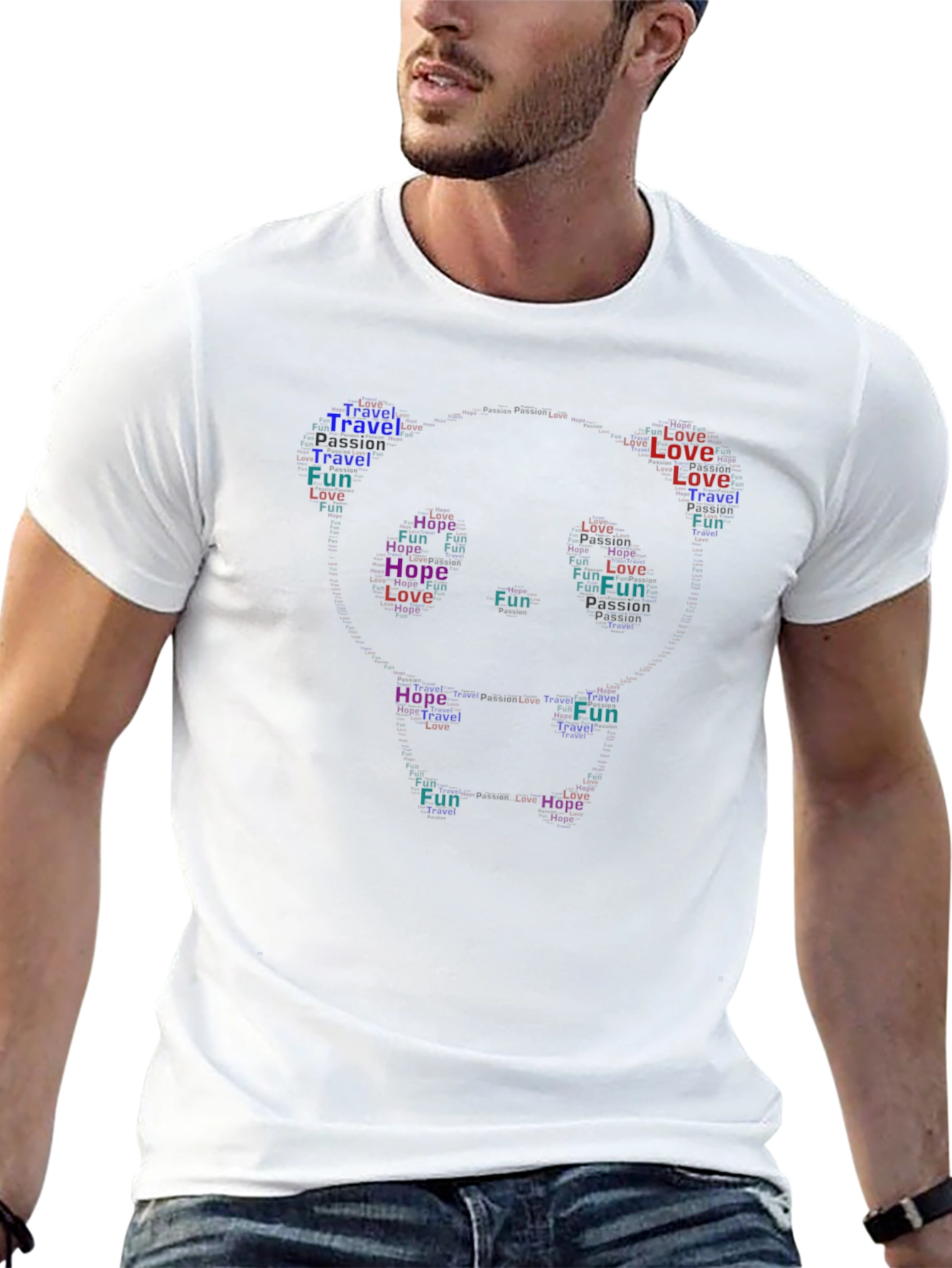 Word Art Face Graphic T-Shirt