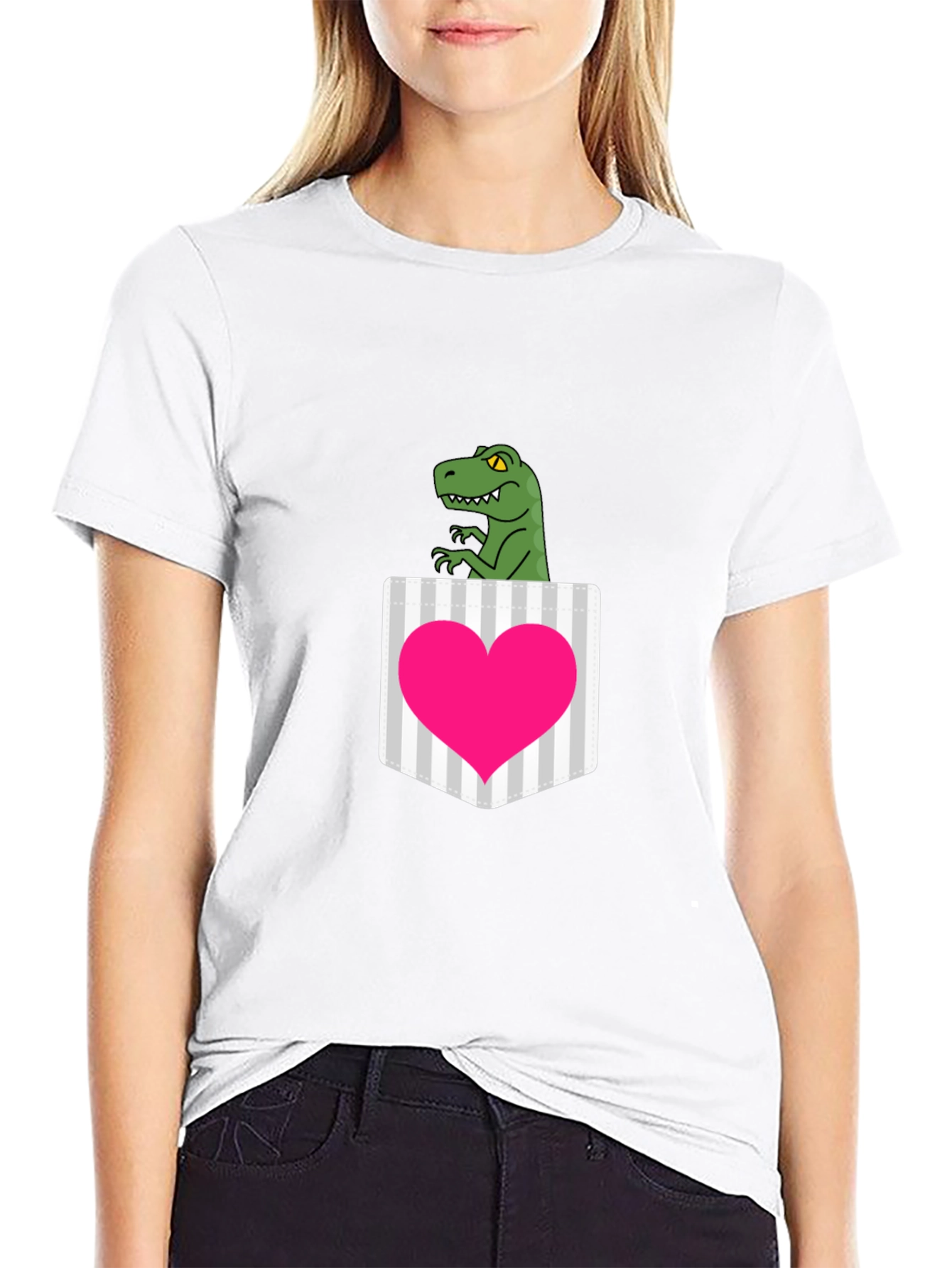 Dino Heart Pocket Graphic Tee - Fun & Unique!