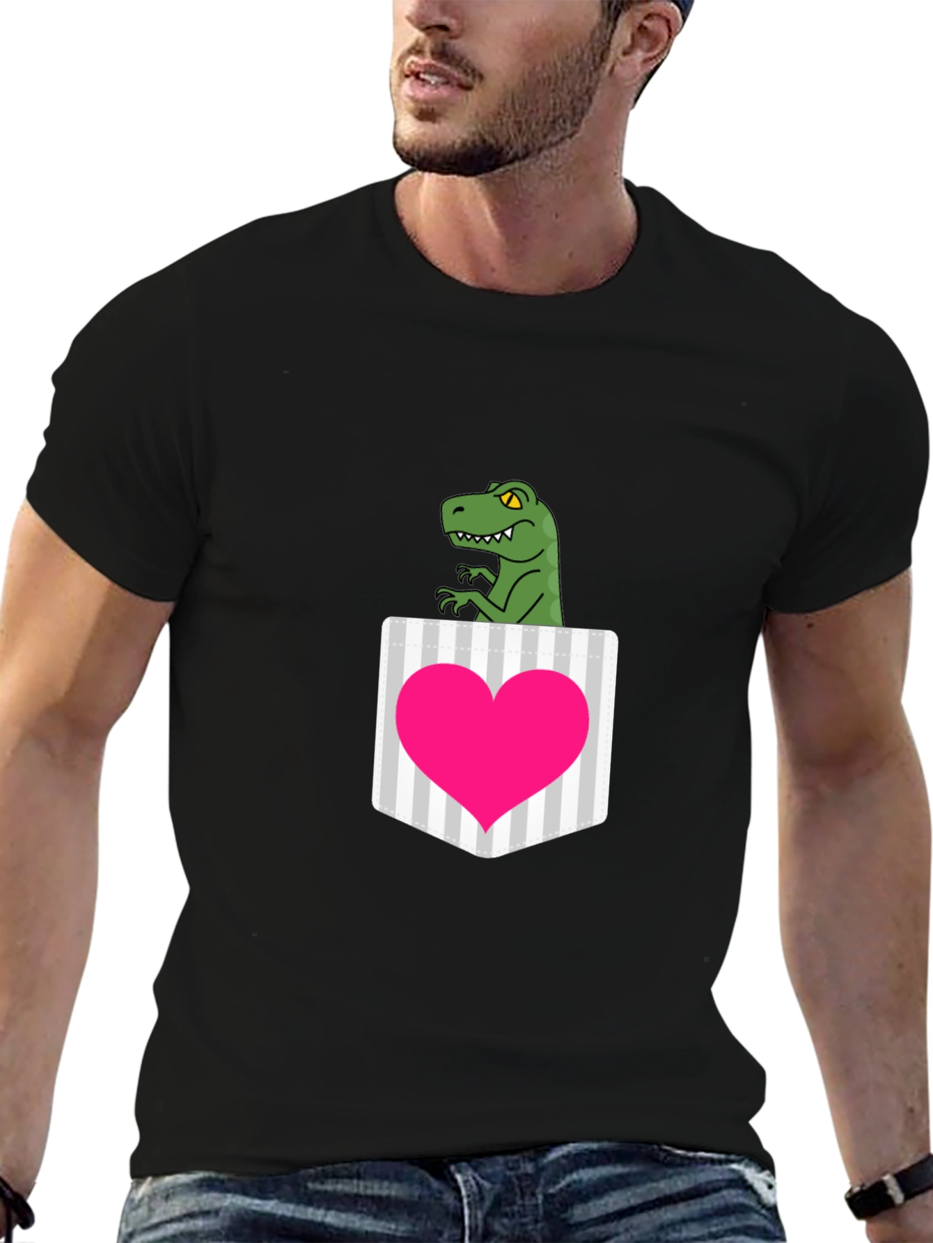 Dino Heart Pocket Graphic Tee - Fun & Unique!