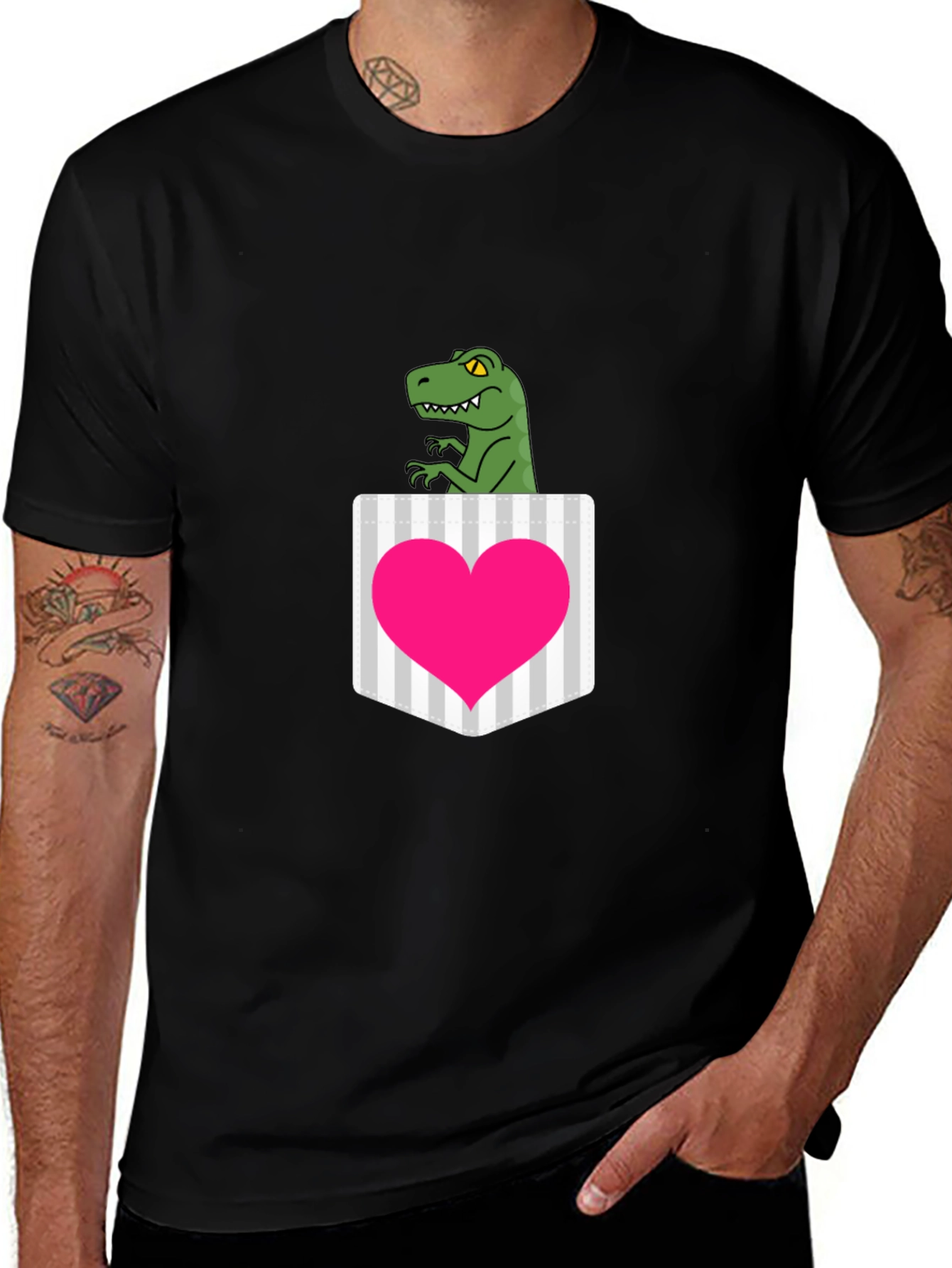 Dino Heart Pocket Graphic Tee - Fun & Unique!
