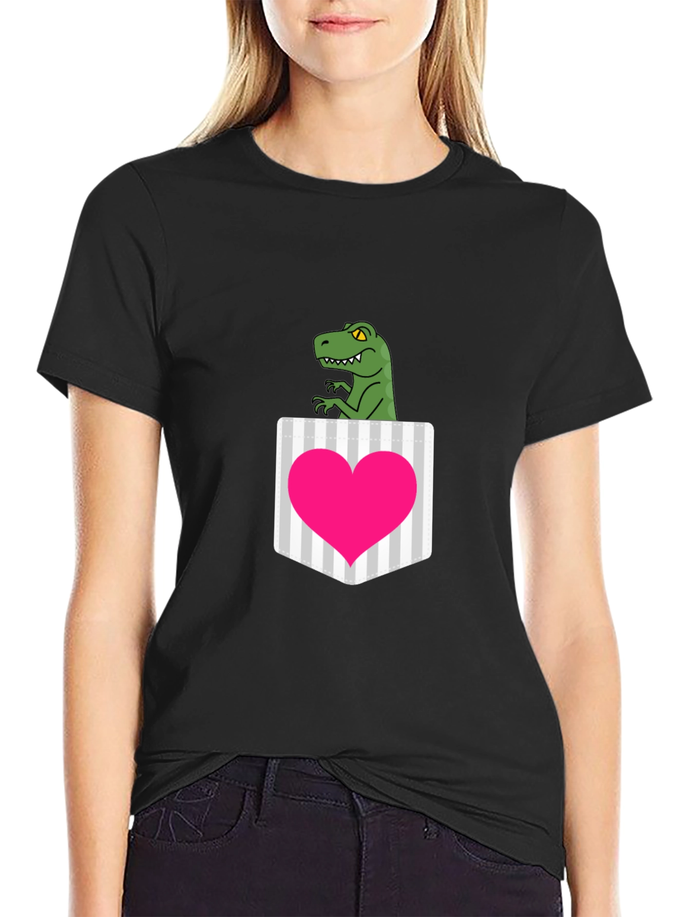 Dino Heart Pocket Graphic Tee - Fun & Unique!