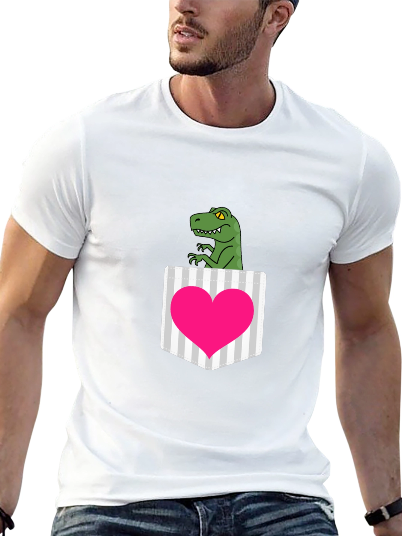 Dino Heart Pocket Graphic Tee - Fun & Unique!