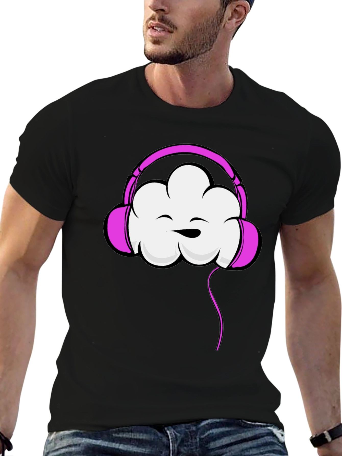 Cloud Headphones Black T-Shirt