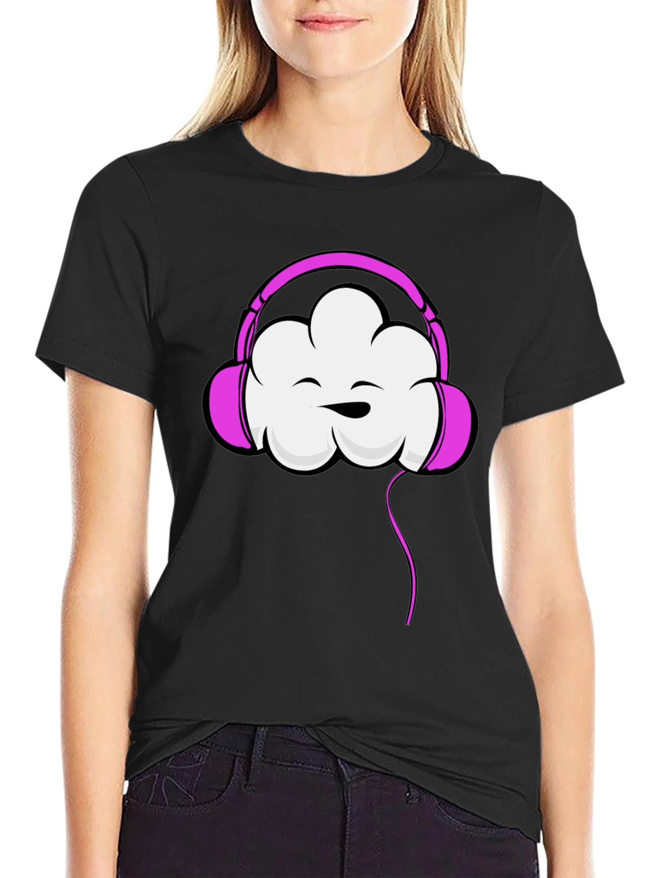 Cloud Headphones Black T-Shirt