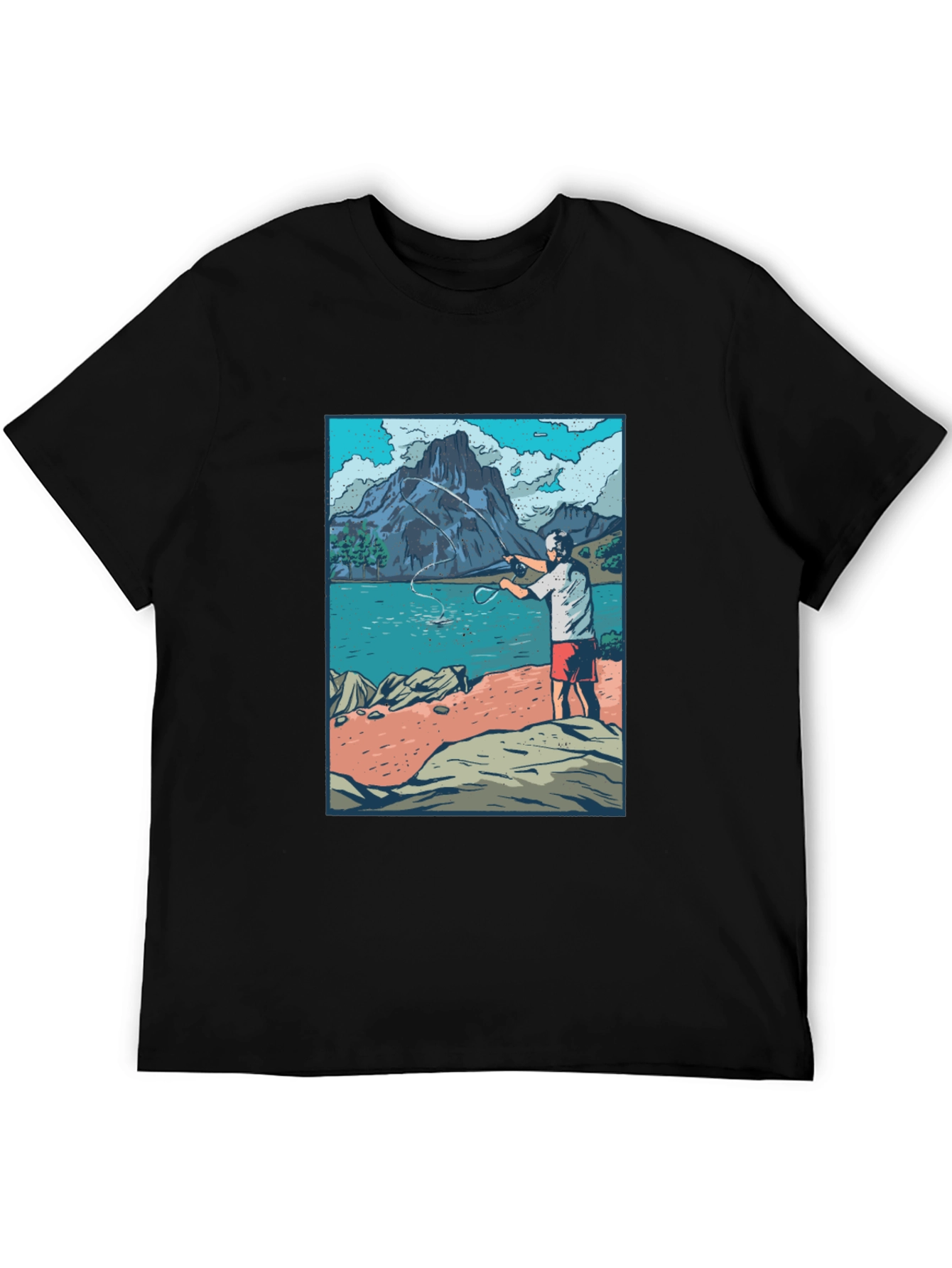 Fisherman Scene Graphic T-Shirt