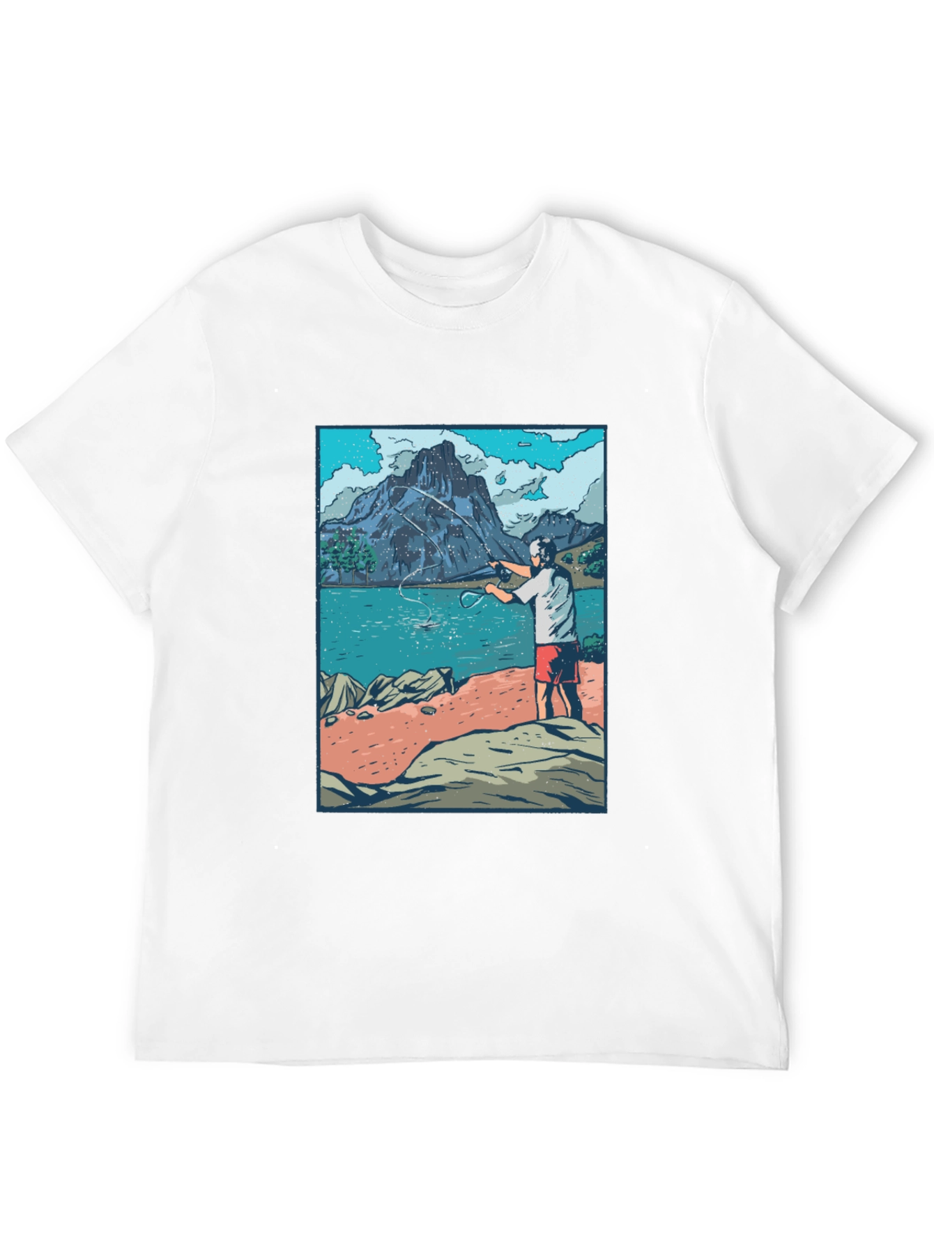 Fisherman Scene Graphic T-Shirt