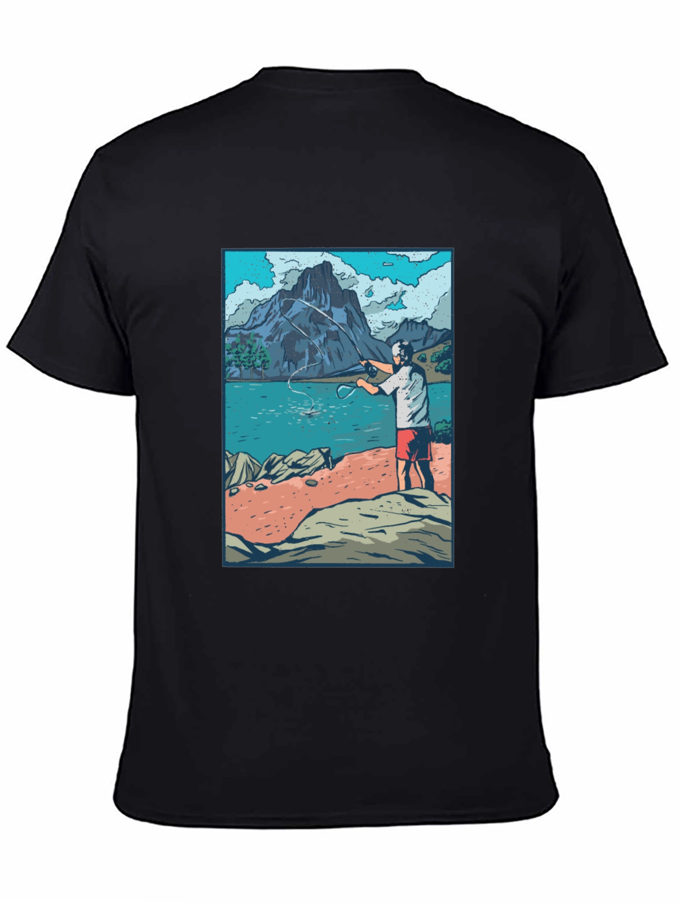 Fisherman Scene Graphic T-Shirt
