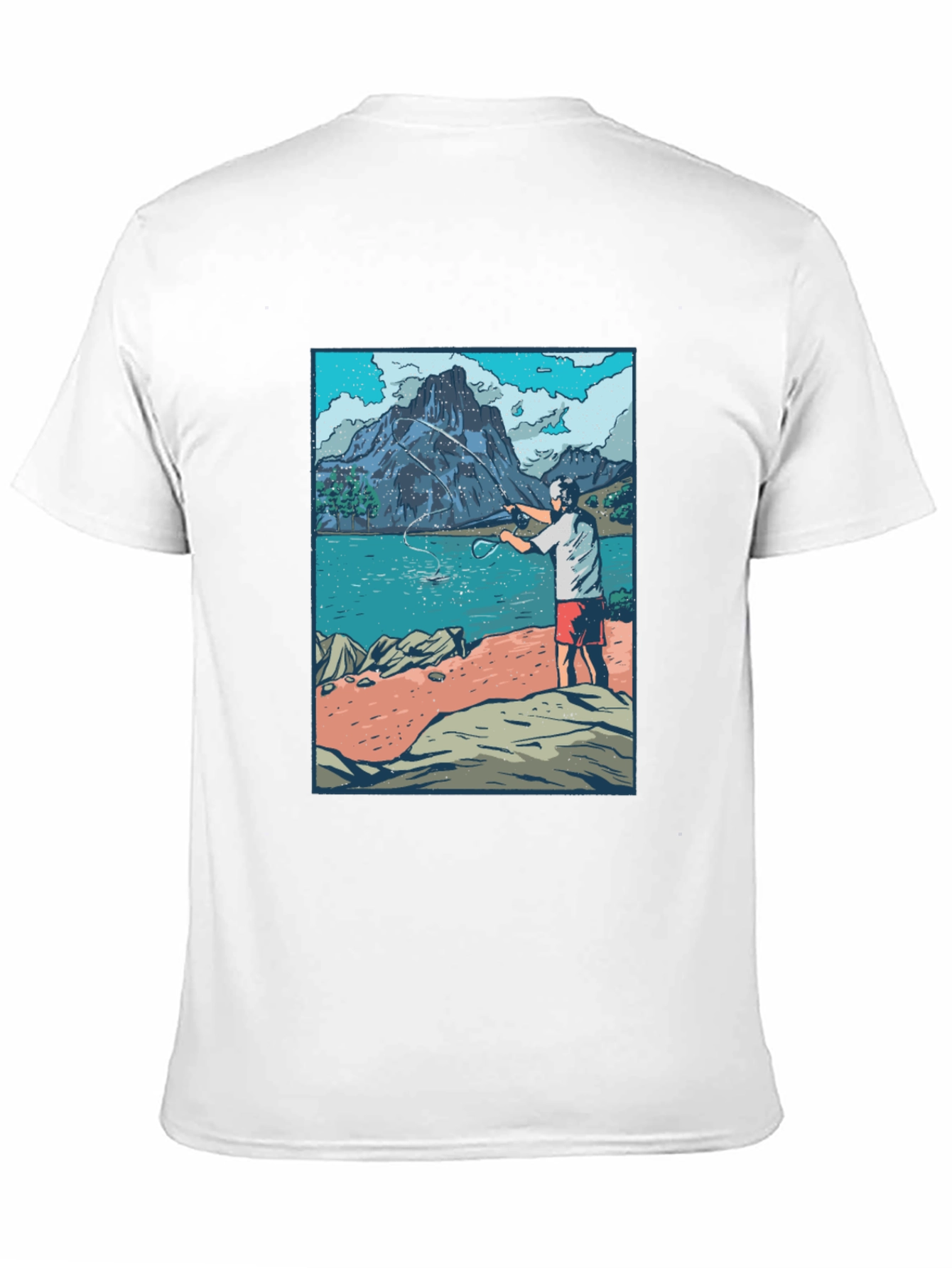 Fisherman Scene Graphic T-Shirt