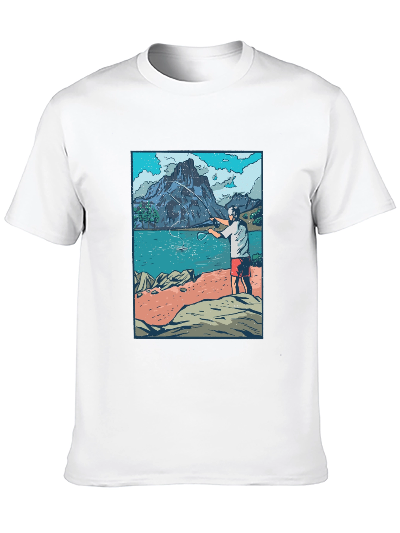 Fisherman Scene Graphic T-Shirt
