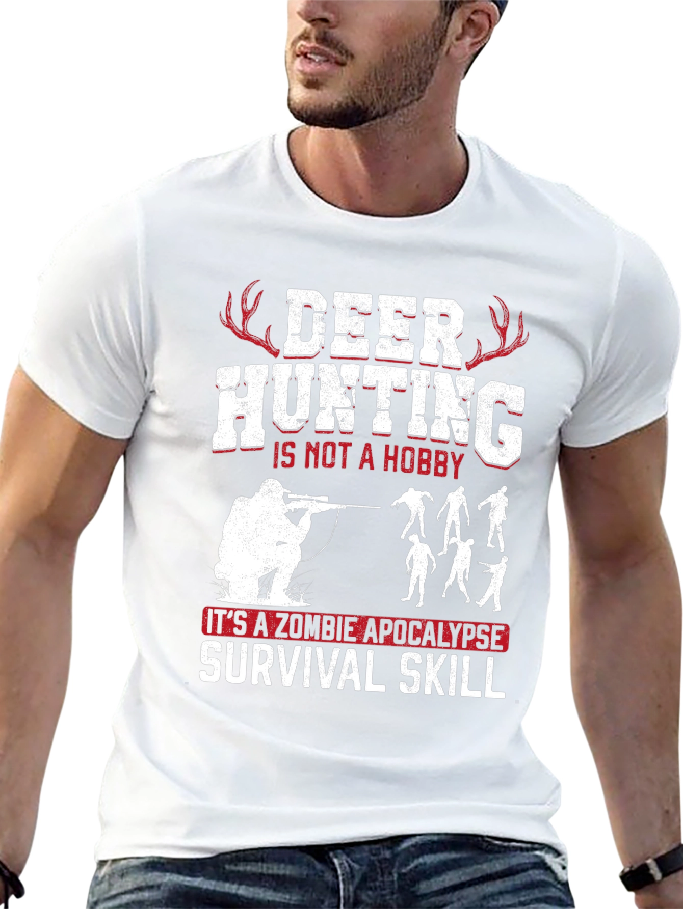 Deer Hunting Zombie Apocalypse Survival Skill Graphic Tee