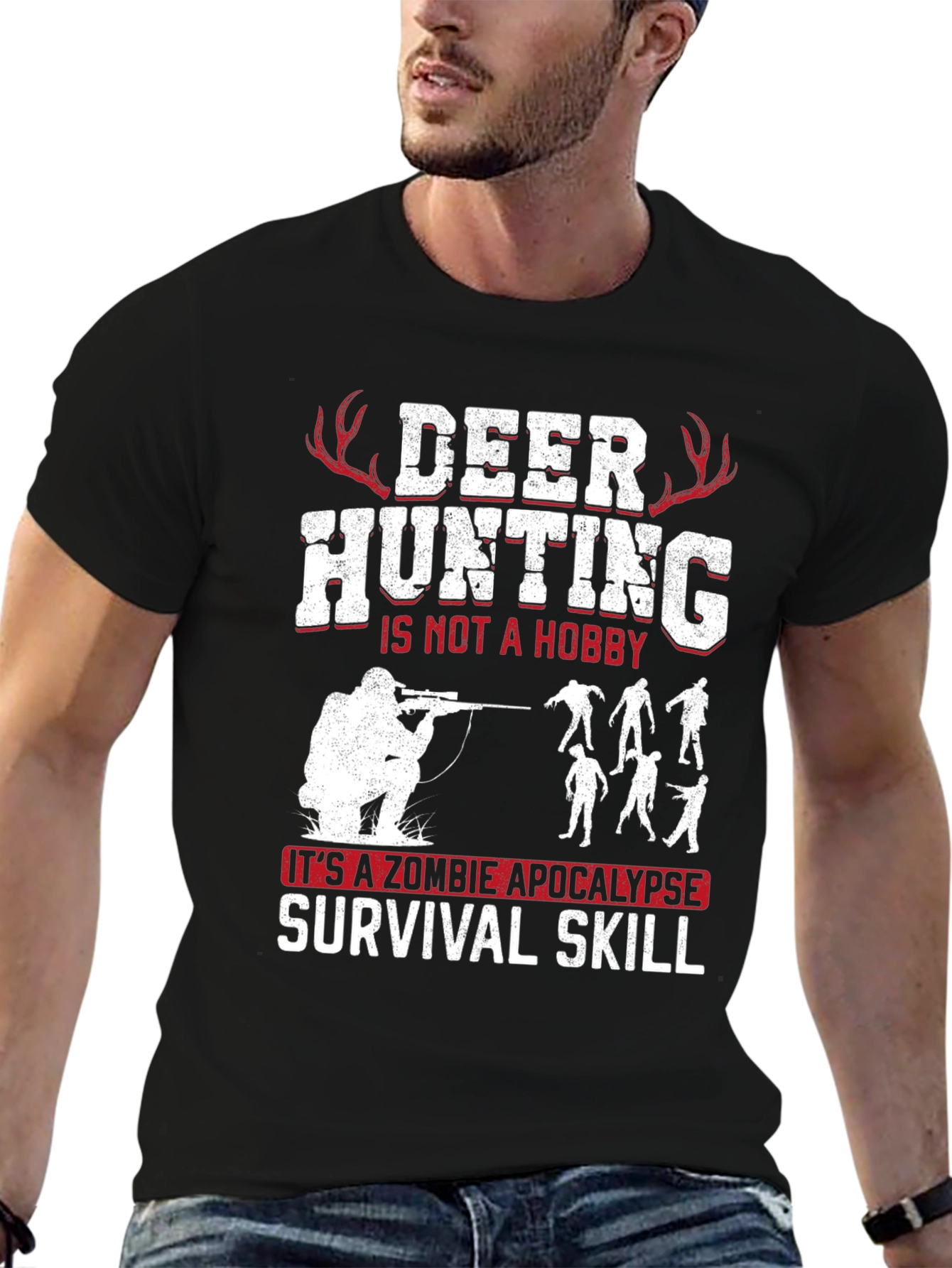 Deer Hunting Zombie Apocalypse Survival Skill Graphic Tee