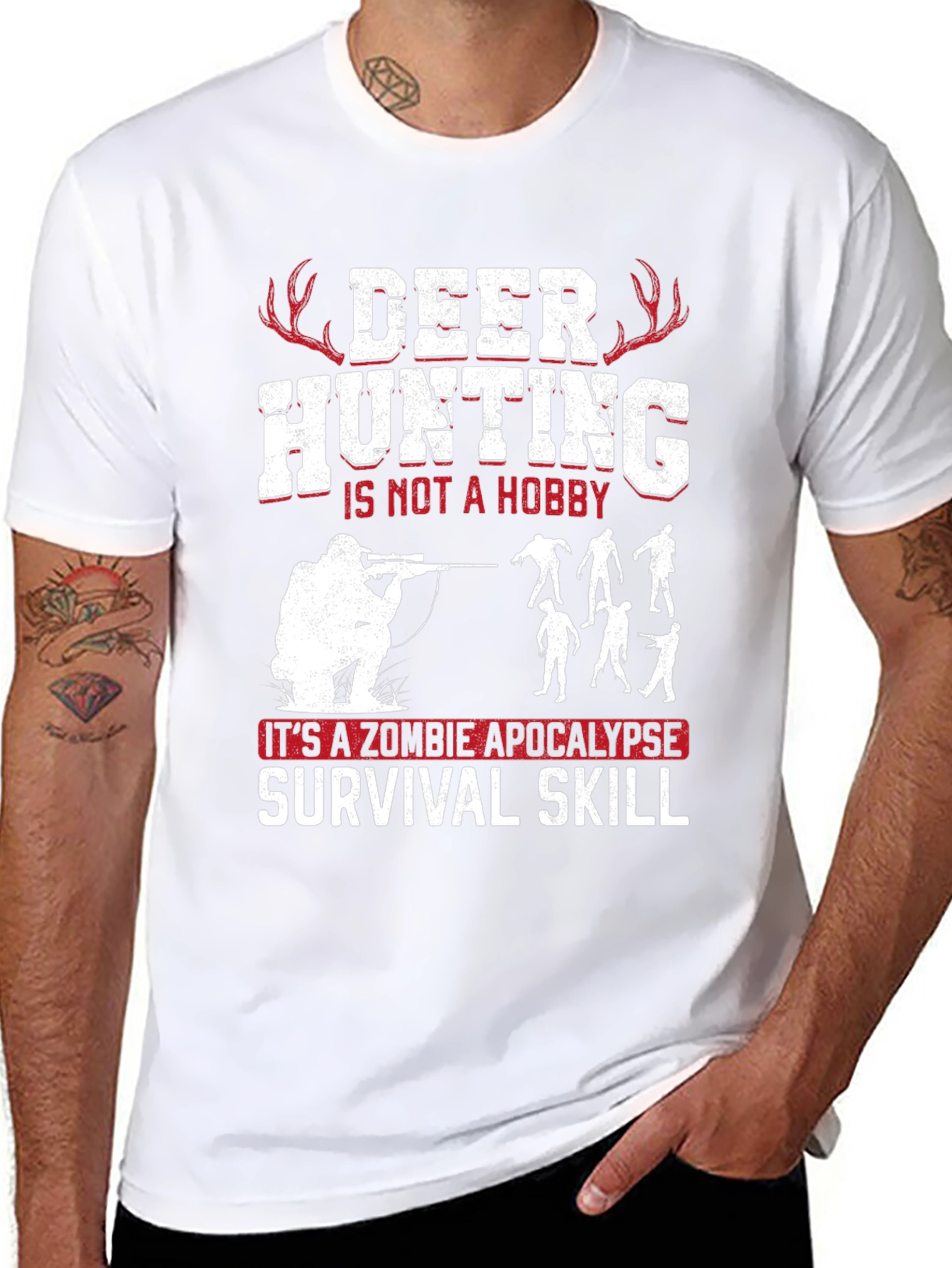 Deer Hunting Zombie Apocalypse Survival Skill Graphic Tee