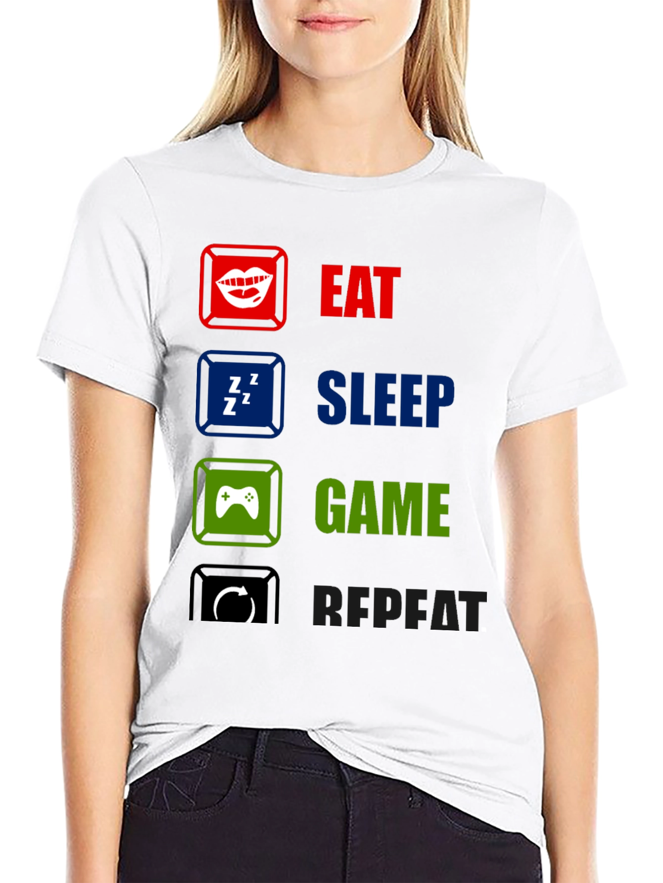 Eat Sleep Game Repeat Graphic T-Shirt