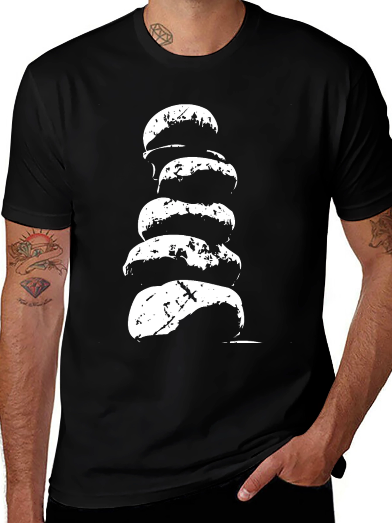 Stacked Rock Graphic Tee - Mens Black Cotton T-Shirt