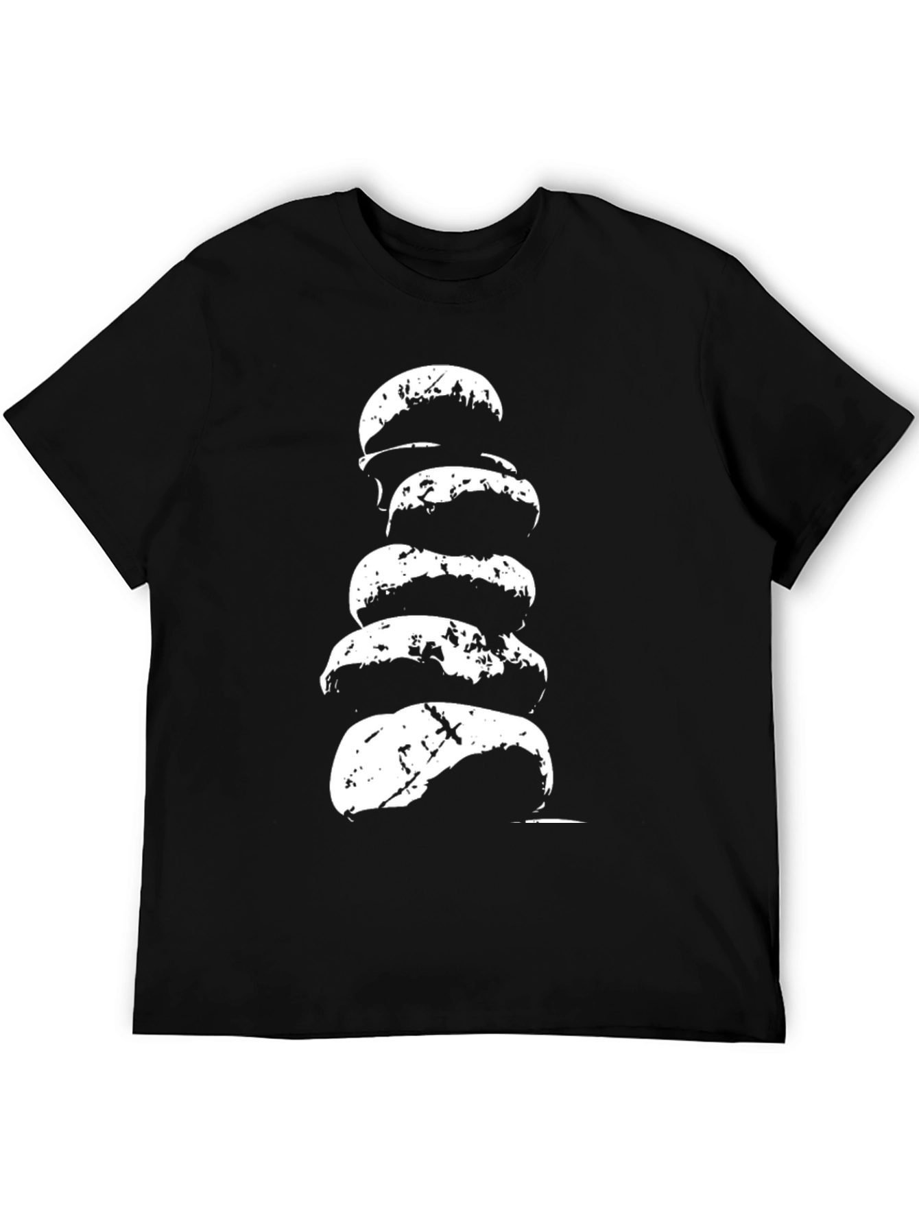 Stacked Rock Graphic Tee - Mens Black Cotton T-Shirt