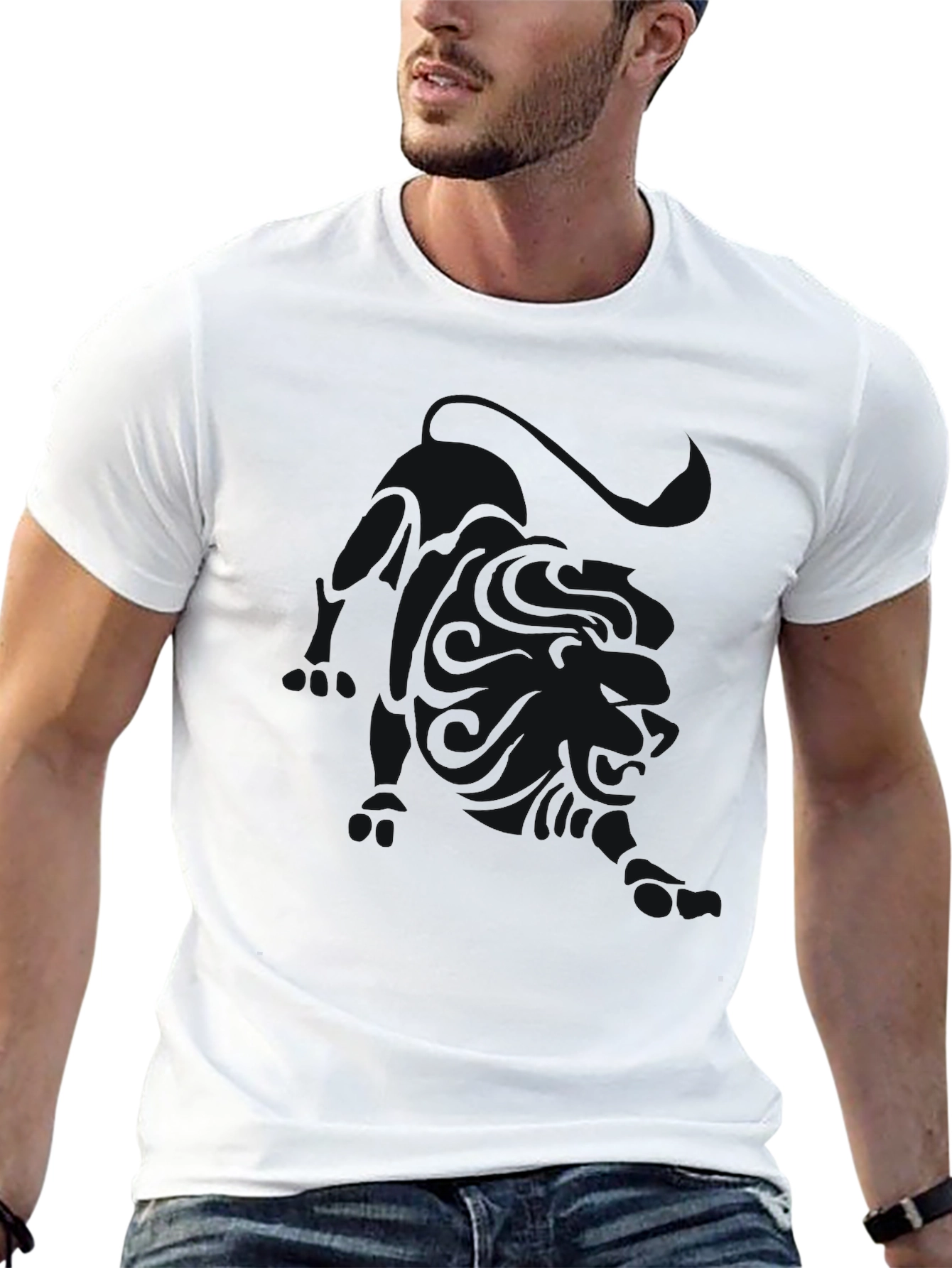 Mens Solid Black Crew Neck Short Sleeve T-Shirt