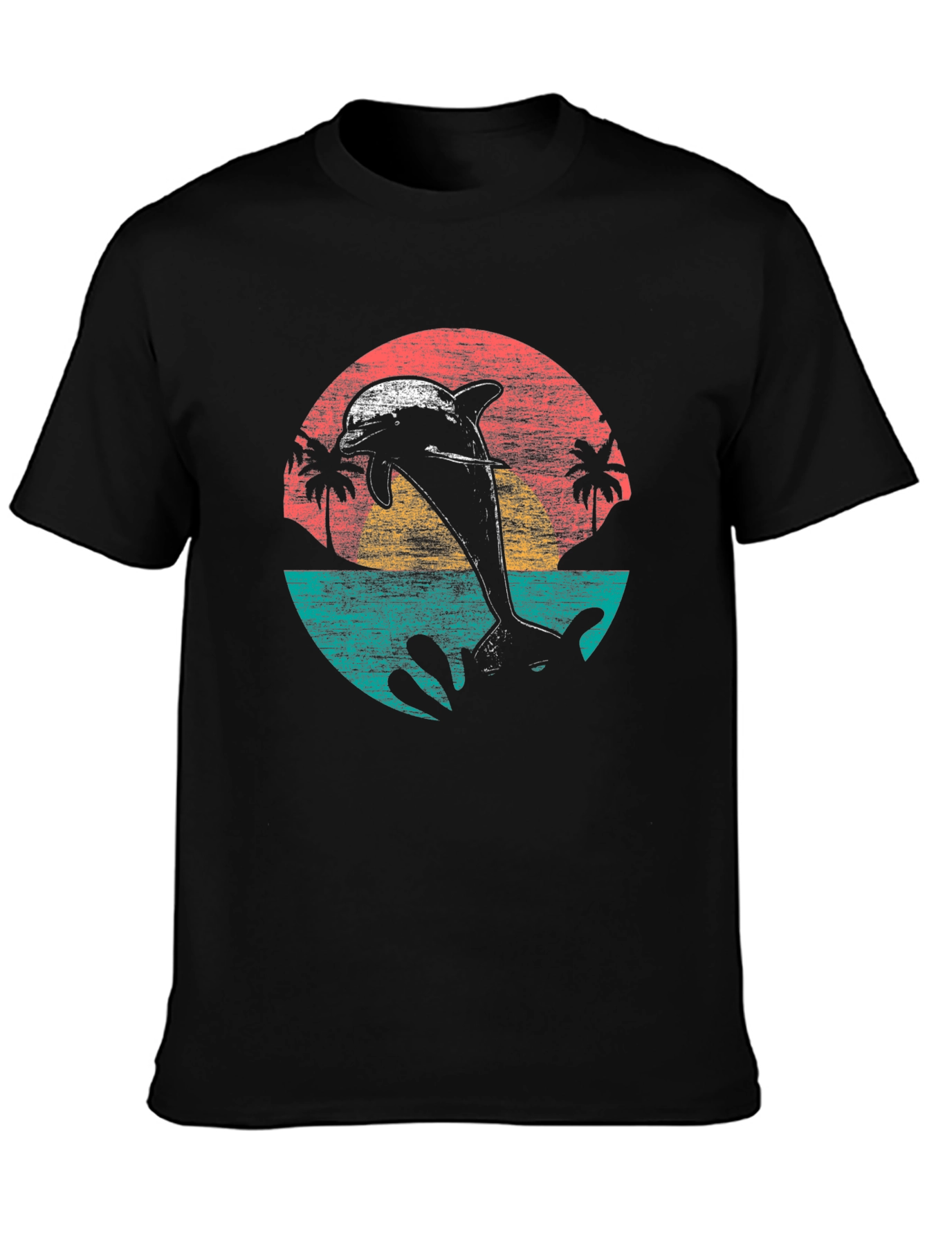 Retro Dolphin Sunset T-Shirt - Coastal Style