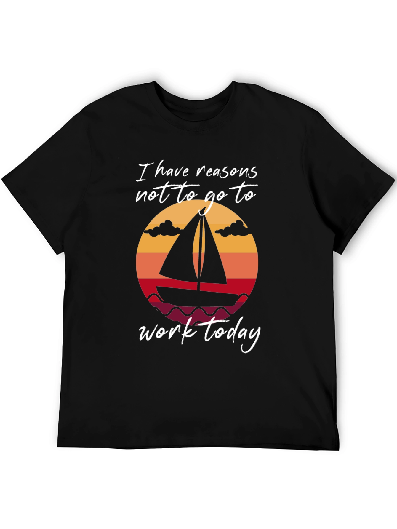 Sailboat Reasons Not to Work Black T-Shirt
