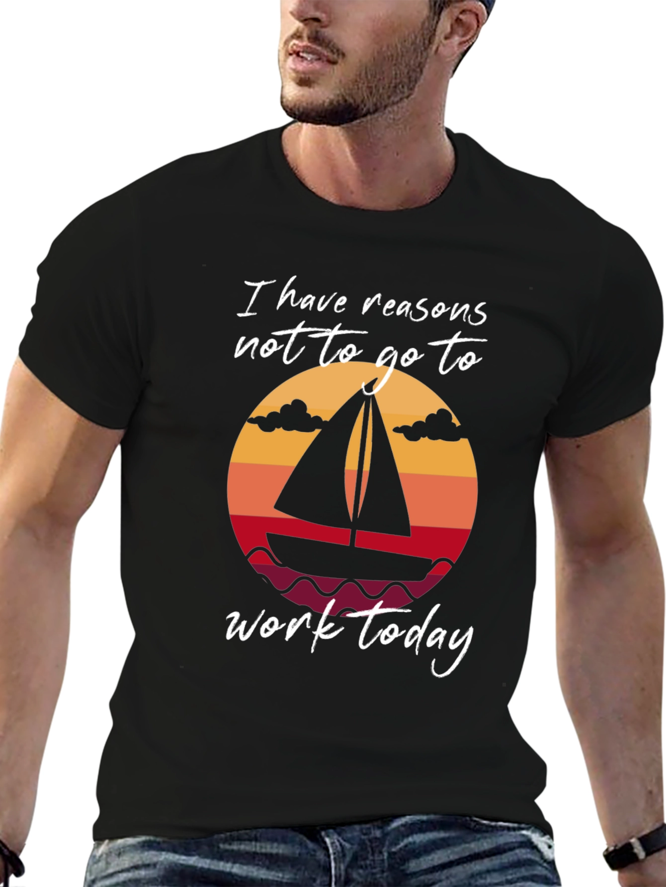 Sailboat Reasons Not to Work Black T-Shirt