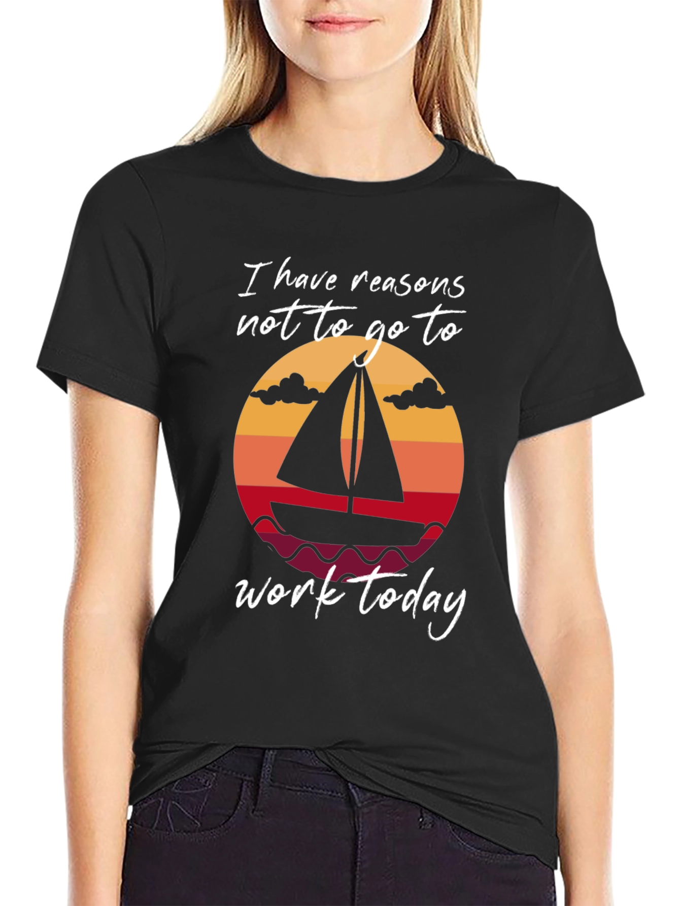 Sailboat Reasons Not to Work Black T-Shirt
