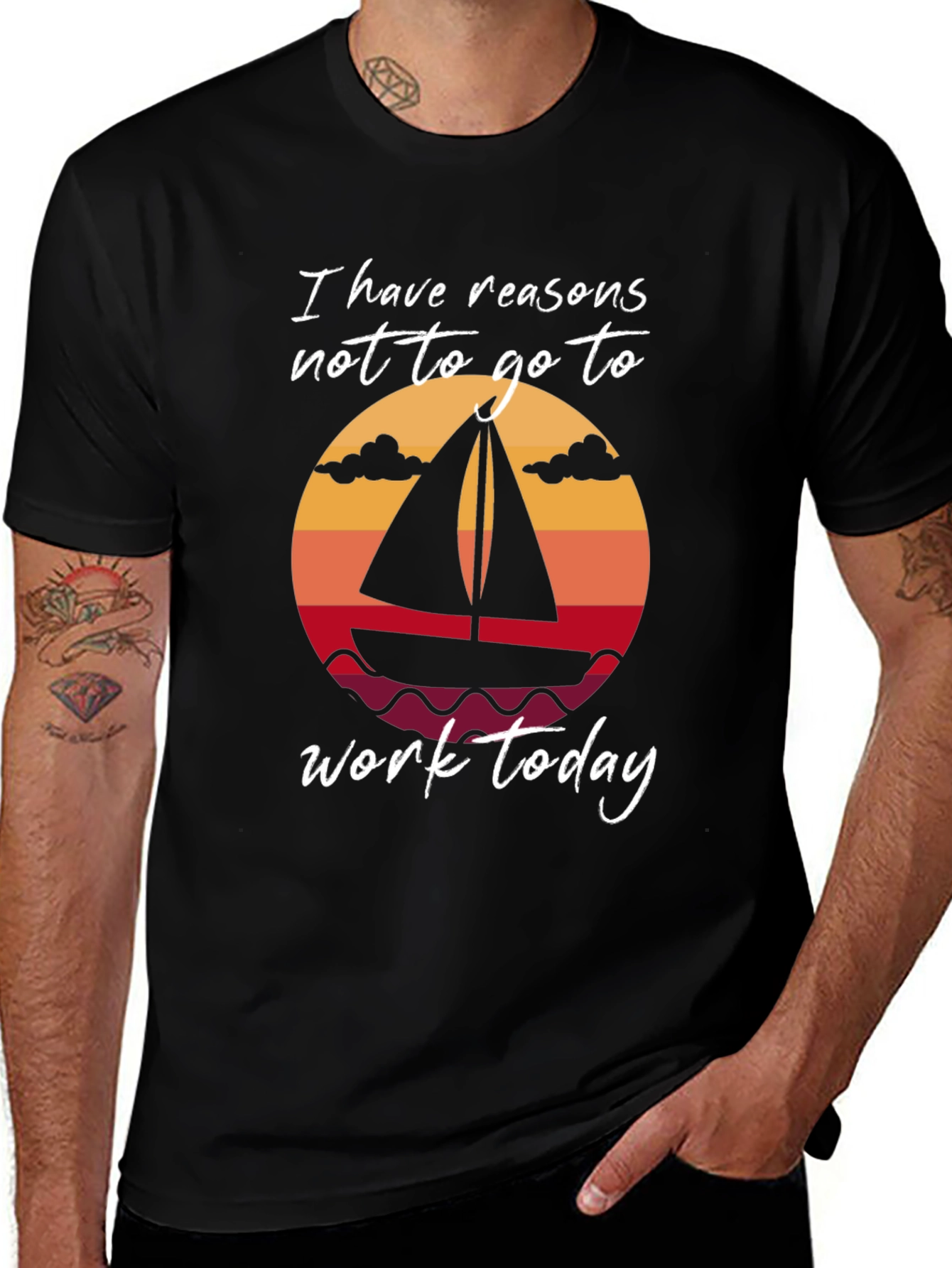 Sailboat Reasons Not to Work Black T-Shirt