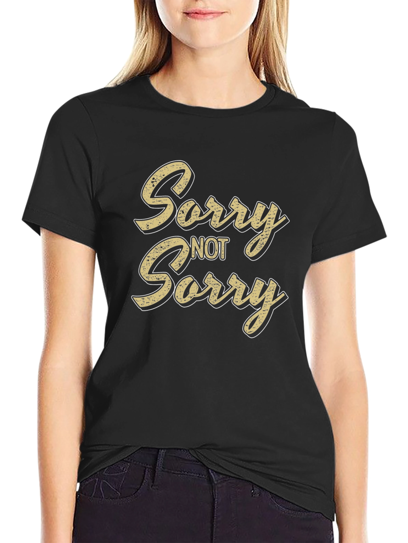 Sorry Not Sorry Black Graphic T-Shirt