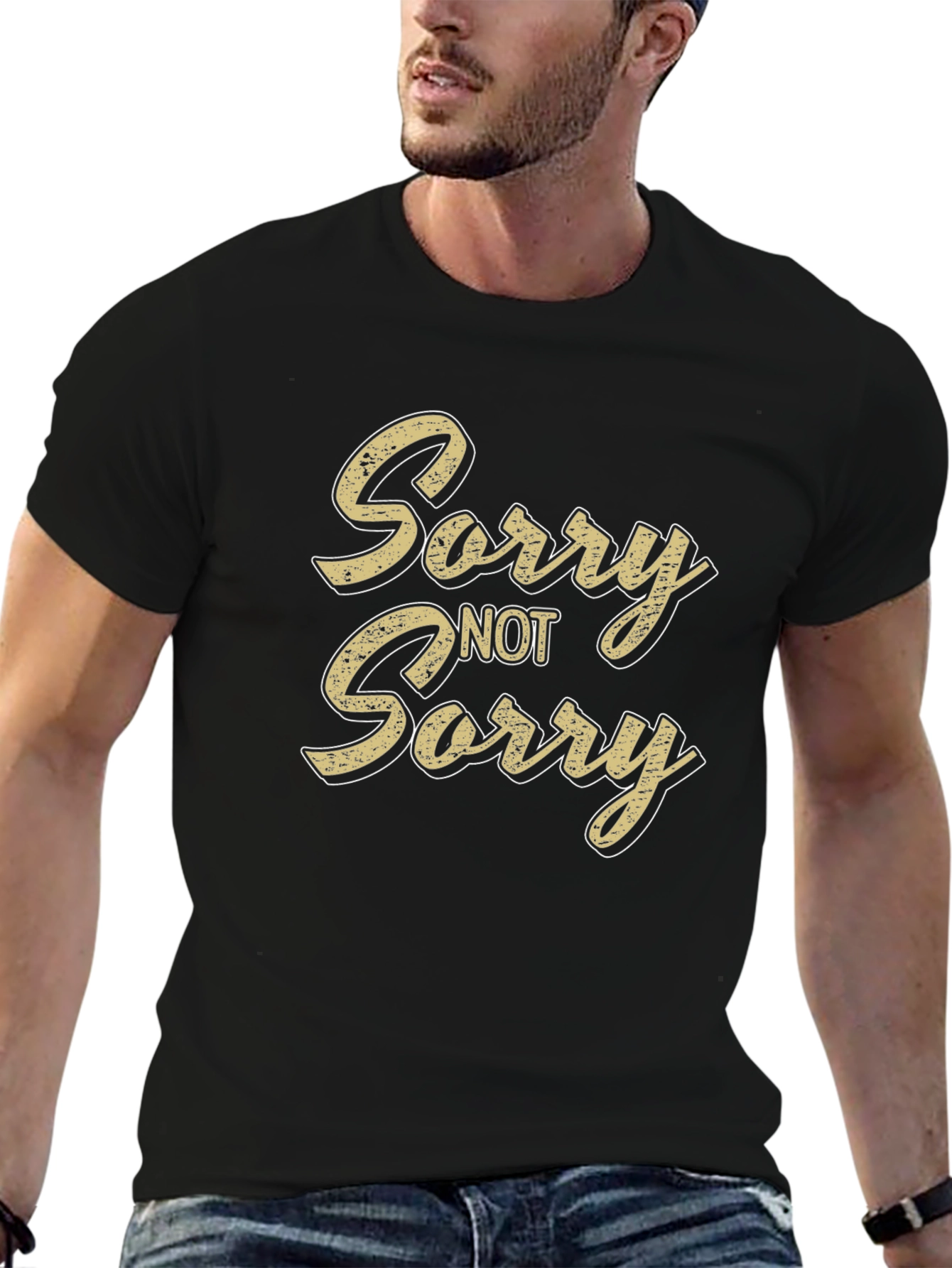 Sorry Not Sorry Black Graphic T-Shirt
