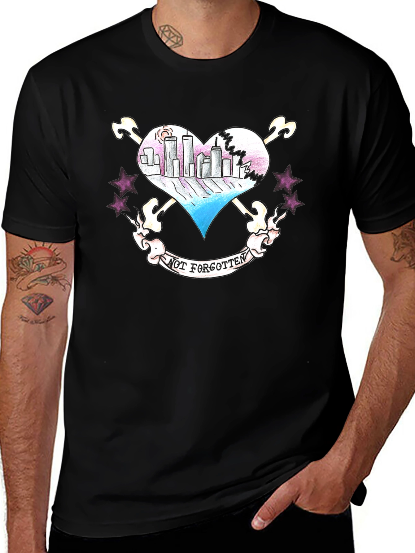 Twin Towers Heart Tattoo T-Shirt