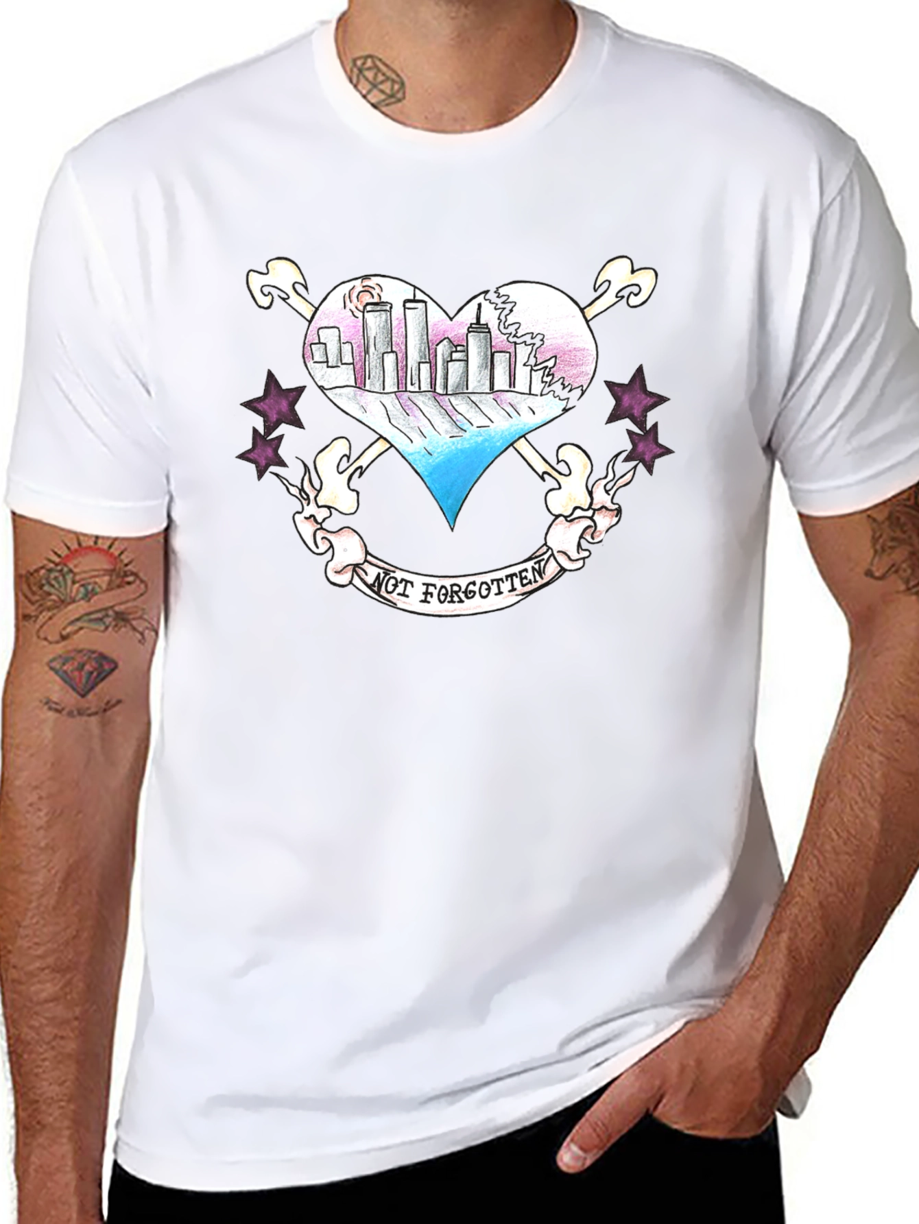 Twin Towers Heart Tattoo T-Shirt