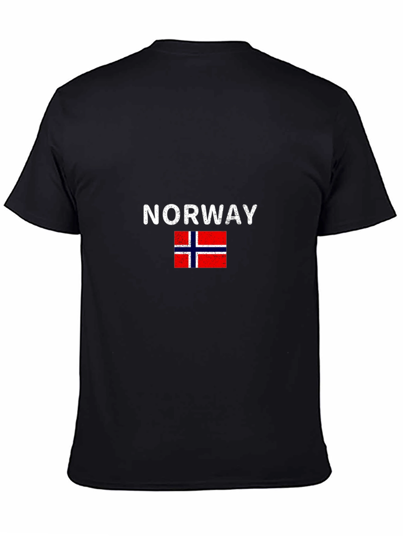 Norway Flag Graphic T-Shirt - Black Casual Wear