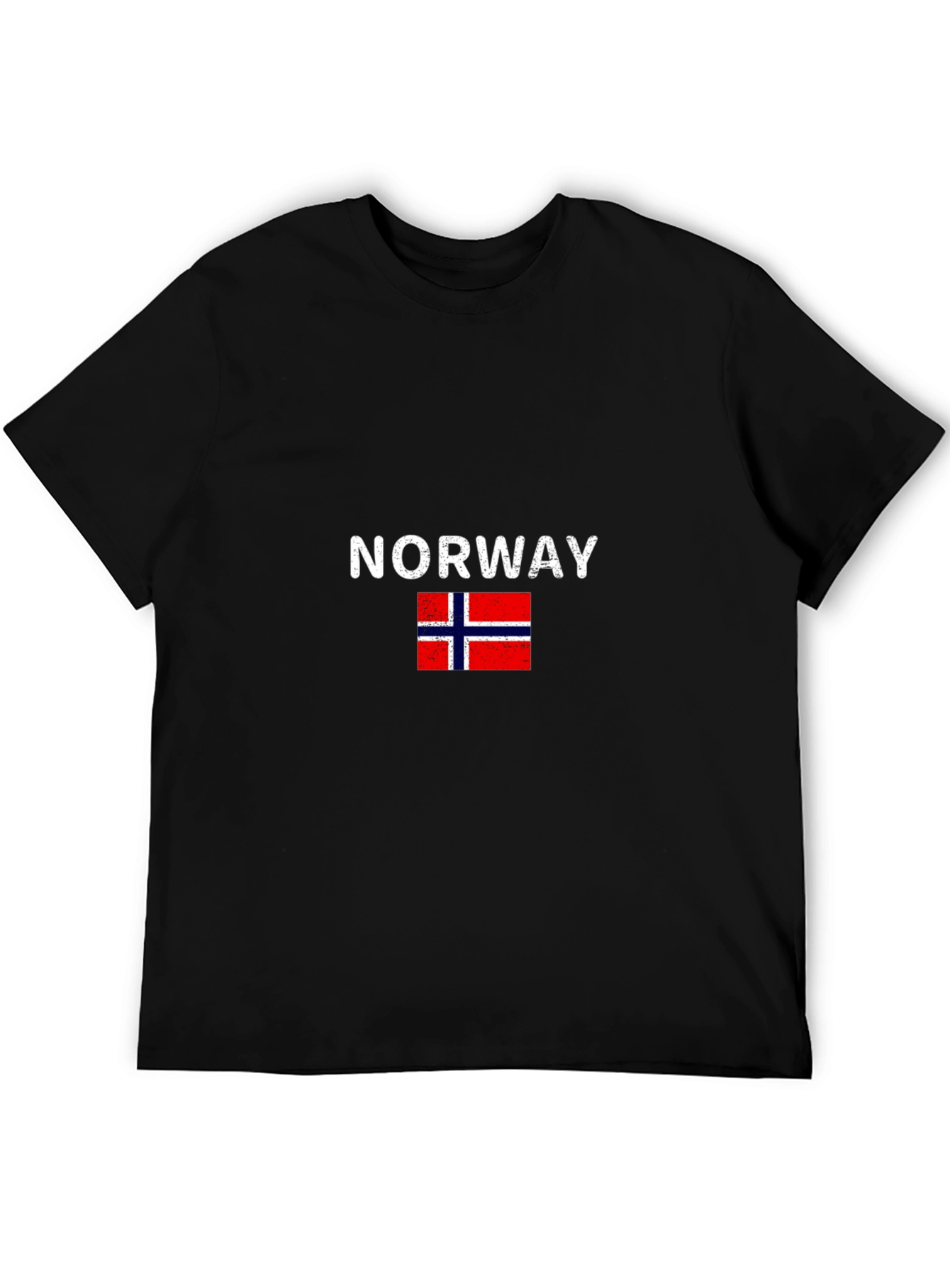 Norway Flag Graphic T-Shirt - Black Casual Wear