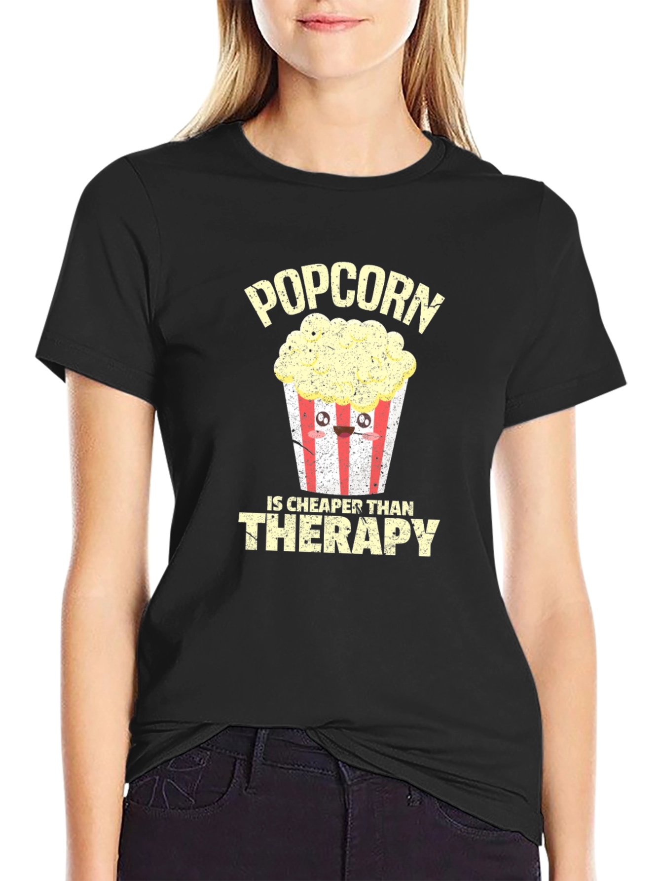 Popcorn Cheaper Than Therapy Graphic Tee