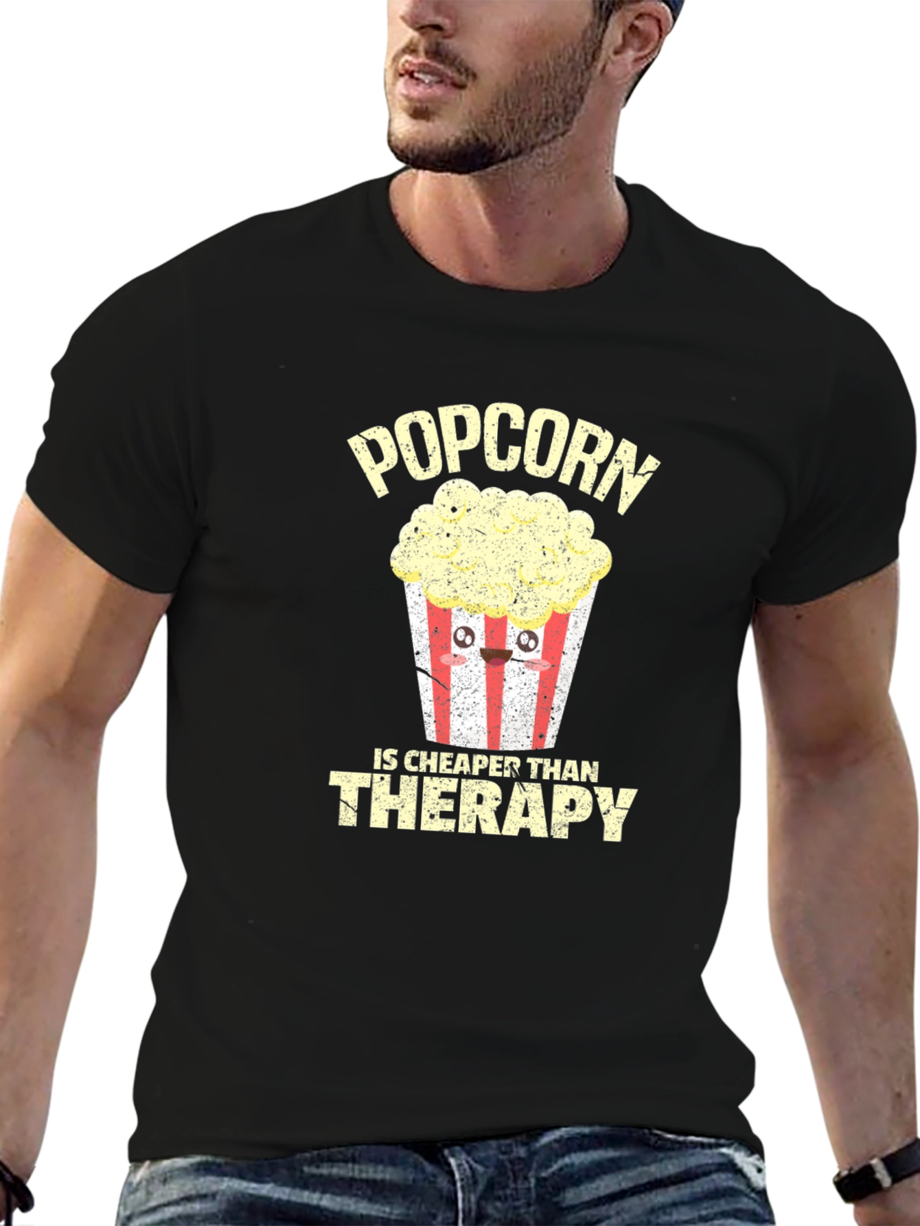 Popcorn Cheaper Than Therapy Graphic Tee