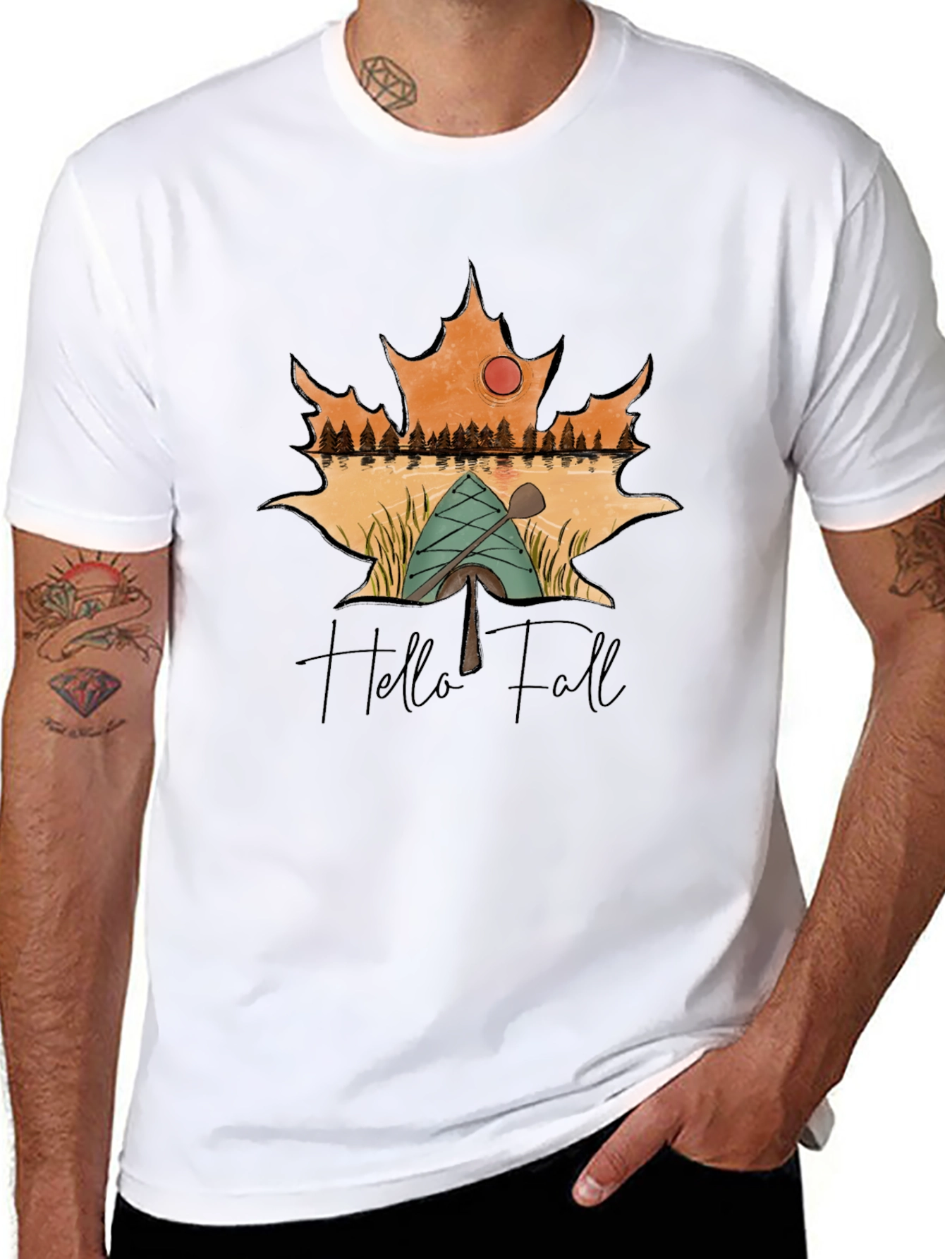 Hello Fall Graphic Tee - Autumn Adventure Shirt