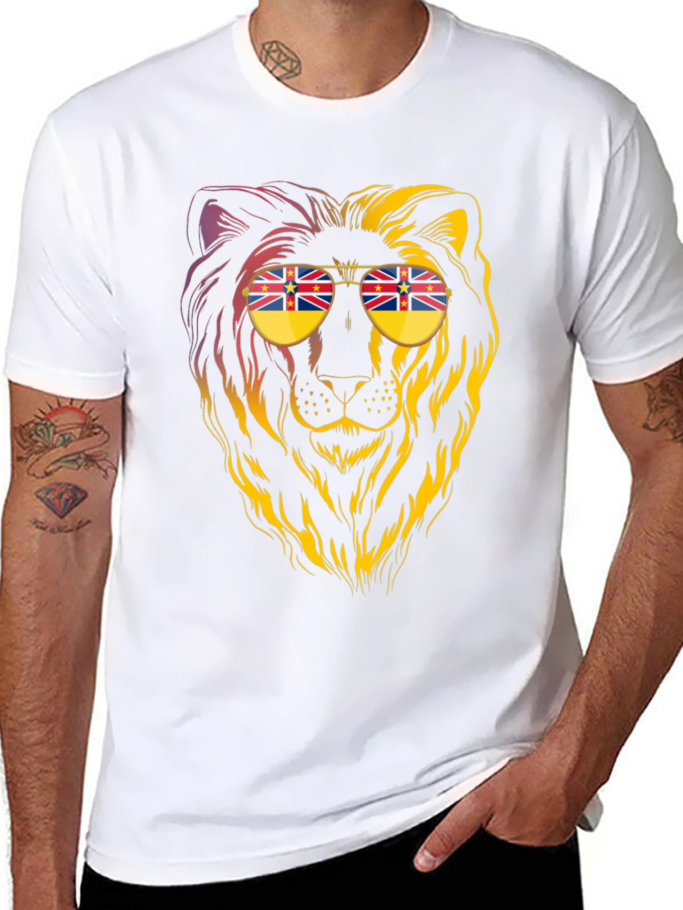 Lion Sunglasses Graphic Tee - Cool & Unique Design
